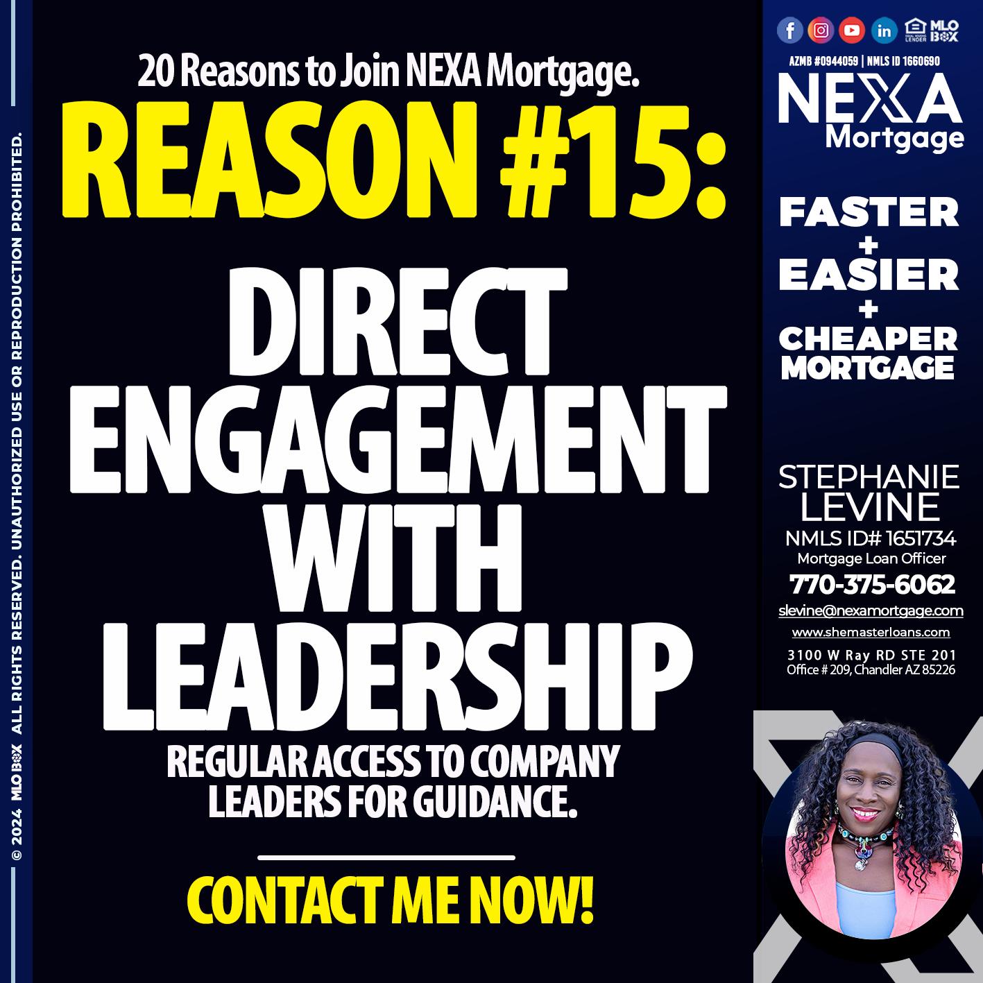 REASON 15 - Stephanie Levine -Mortgage Loan Officer
