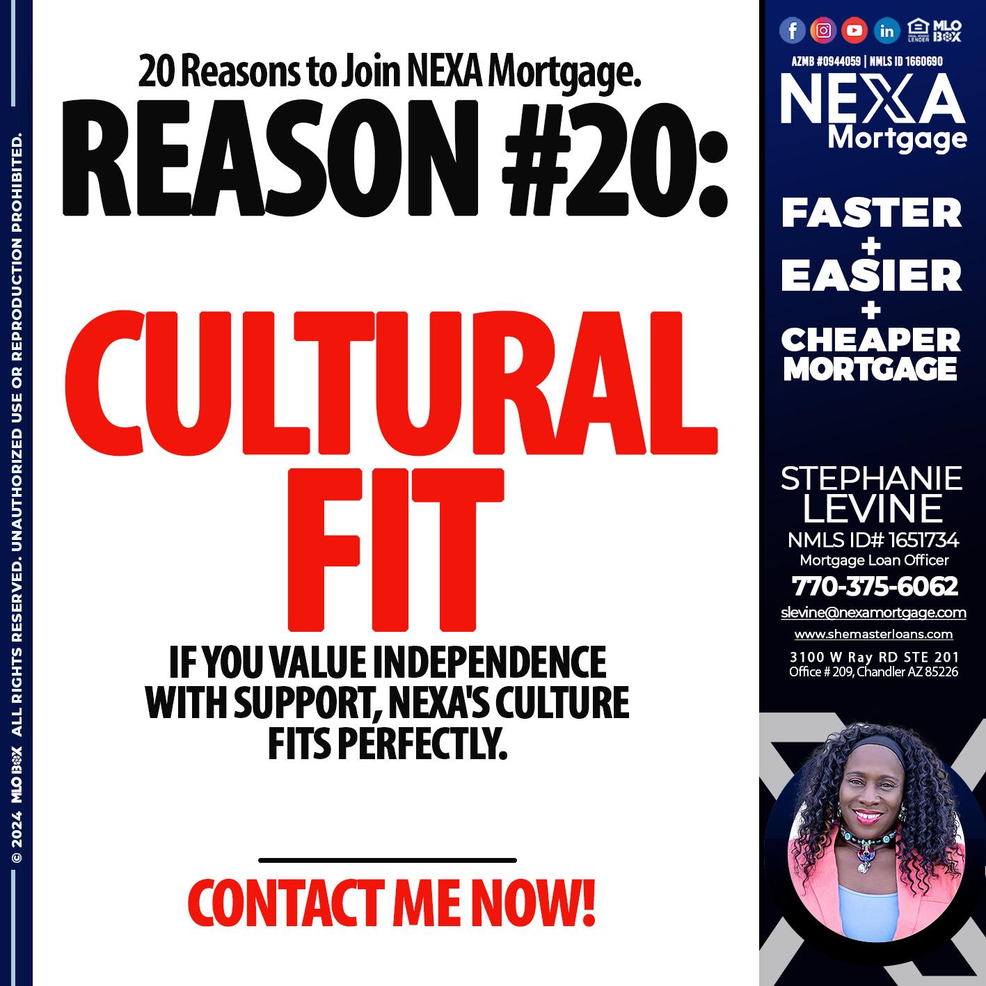 REASON 20 - Stephanie Levine -Mortgage Loan Officer