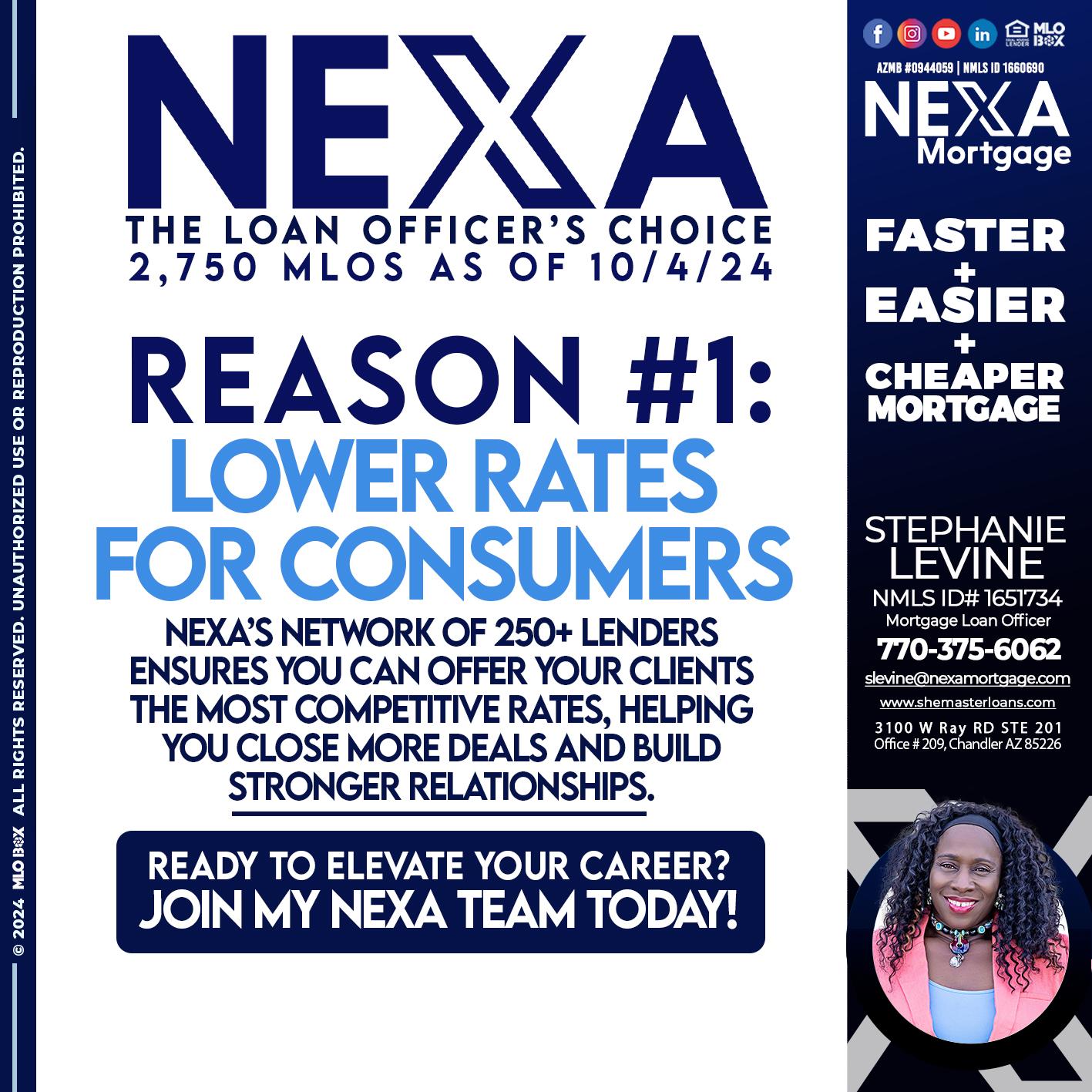 the loan officer choice REASON 1 - Stephanie Levine -Mortgage Loan Officer