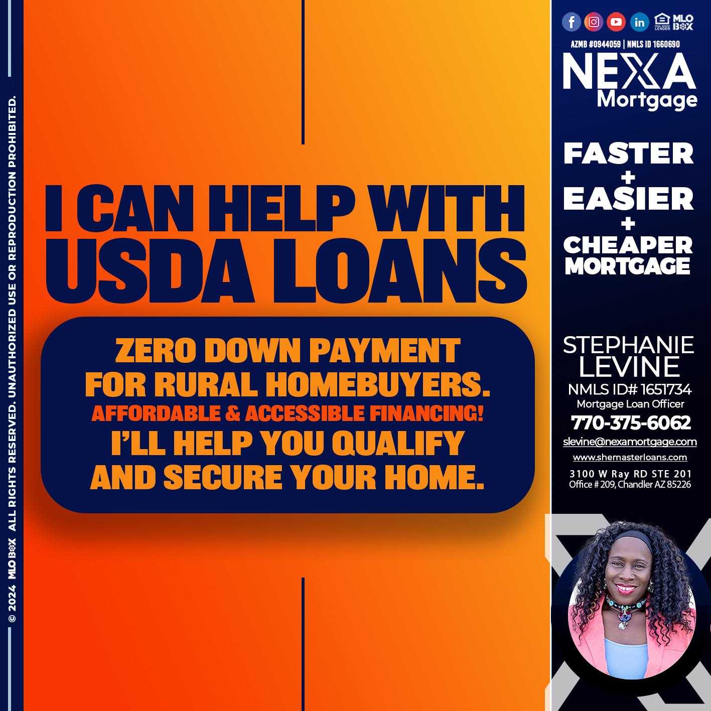 I CAN HELP USDA LOANS - Stephanie Levine -Mortgage Loan Officer