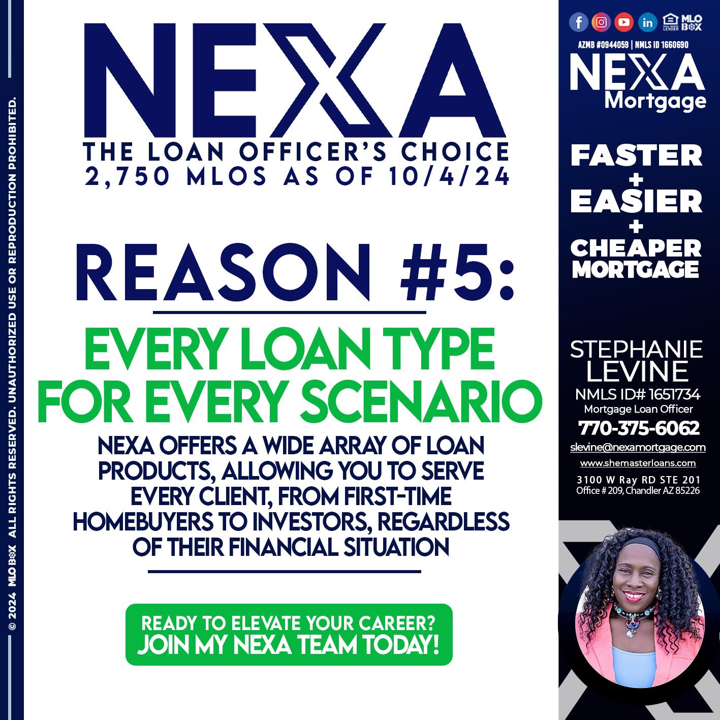 THE LOAN OFFICER´S CHOICE REASON 5 - Stephanie Levine -Mortgage Loan Officer
