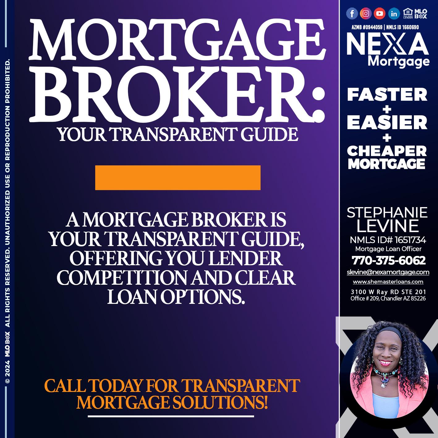 MORTGAGE BROKER GUIDE - Stephanie Levine -Mortgage Loan Officer
