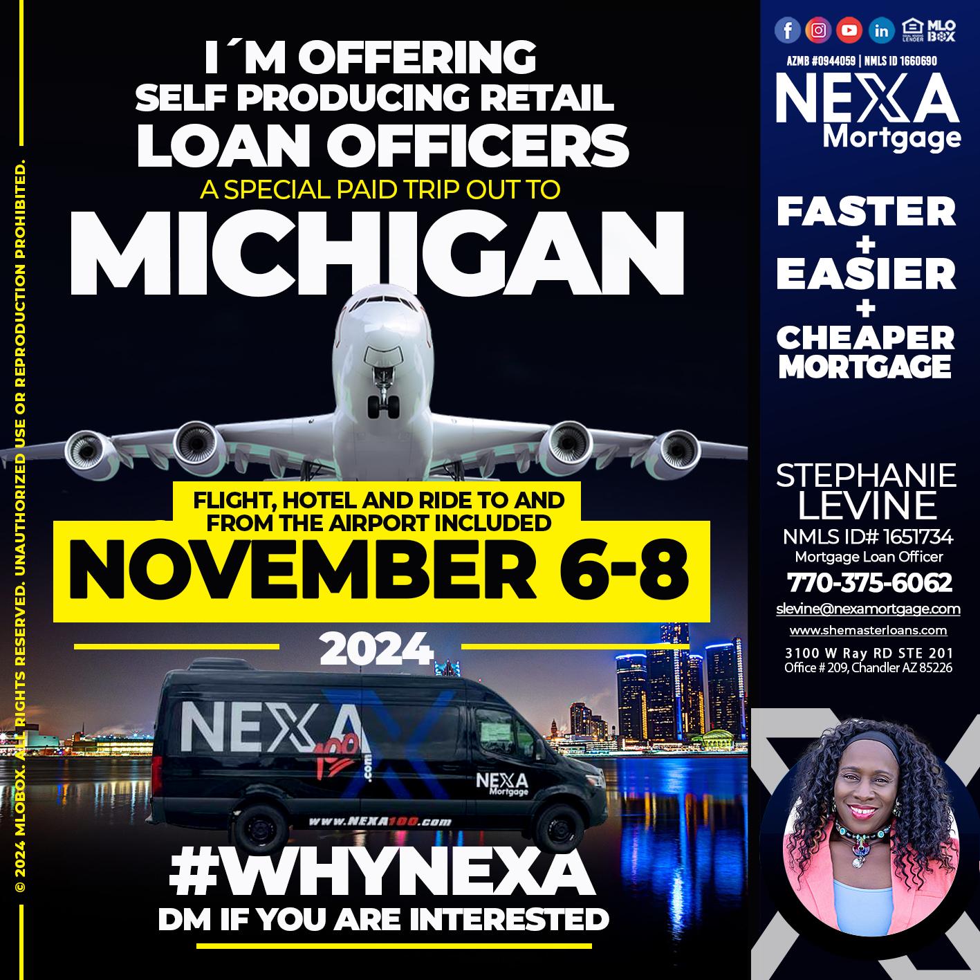 November 6-8 Michigan trip - Stephanie Levine -Mortgage Loan Officer