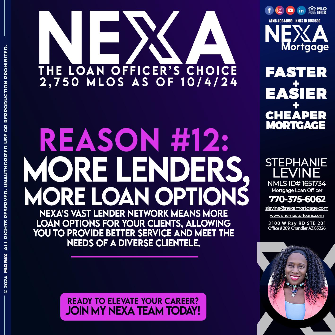 REASON 12 CHOICE - Stephanie Levine -Mortgage Loan Officer