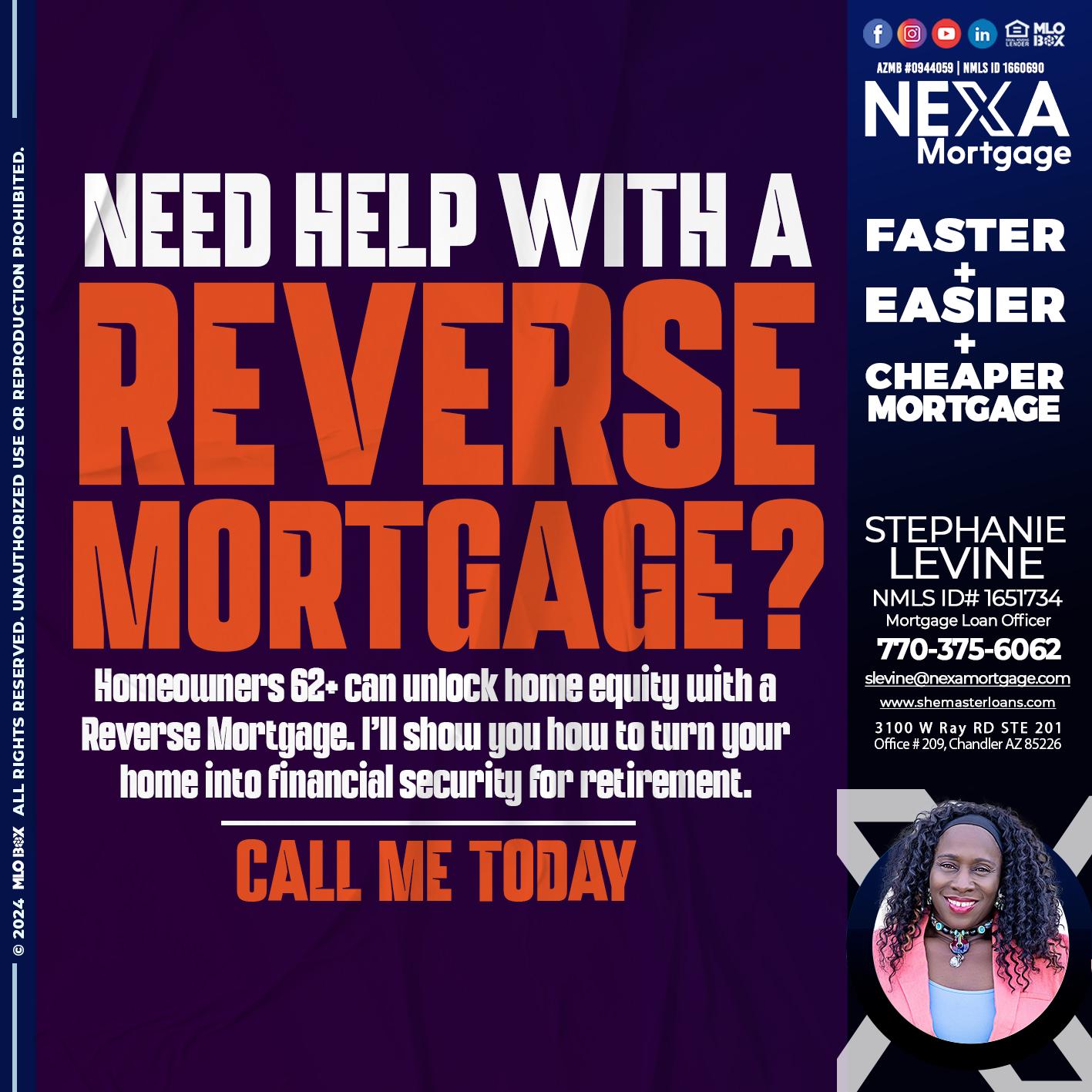 reverse mortgage - Stephanie Levine -Mortgage Loan Officer