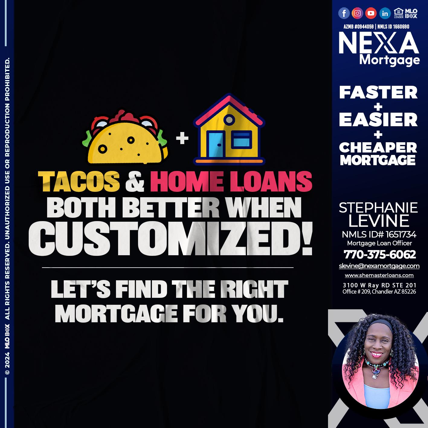 TACOS & HOME LOANS - Stephanie Levine -Mortgage Loan Officer