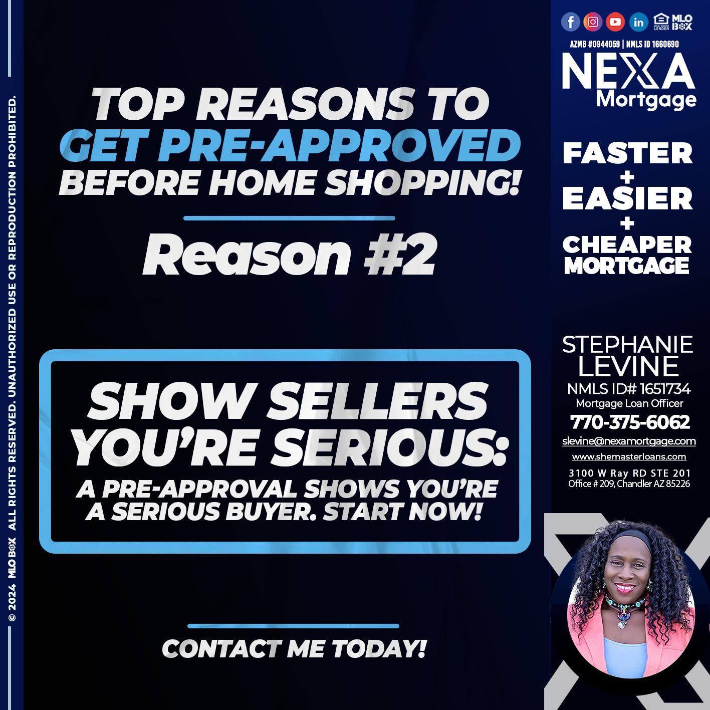 REASON 2 - Stephanie Levine -Mortgage Loan Officer