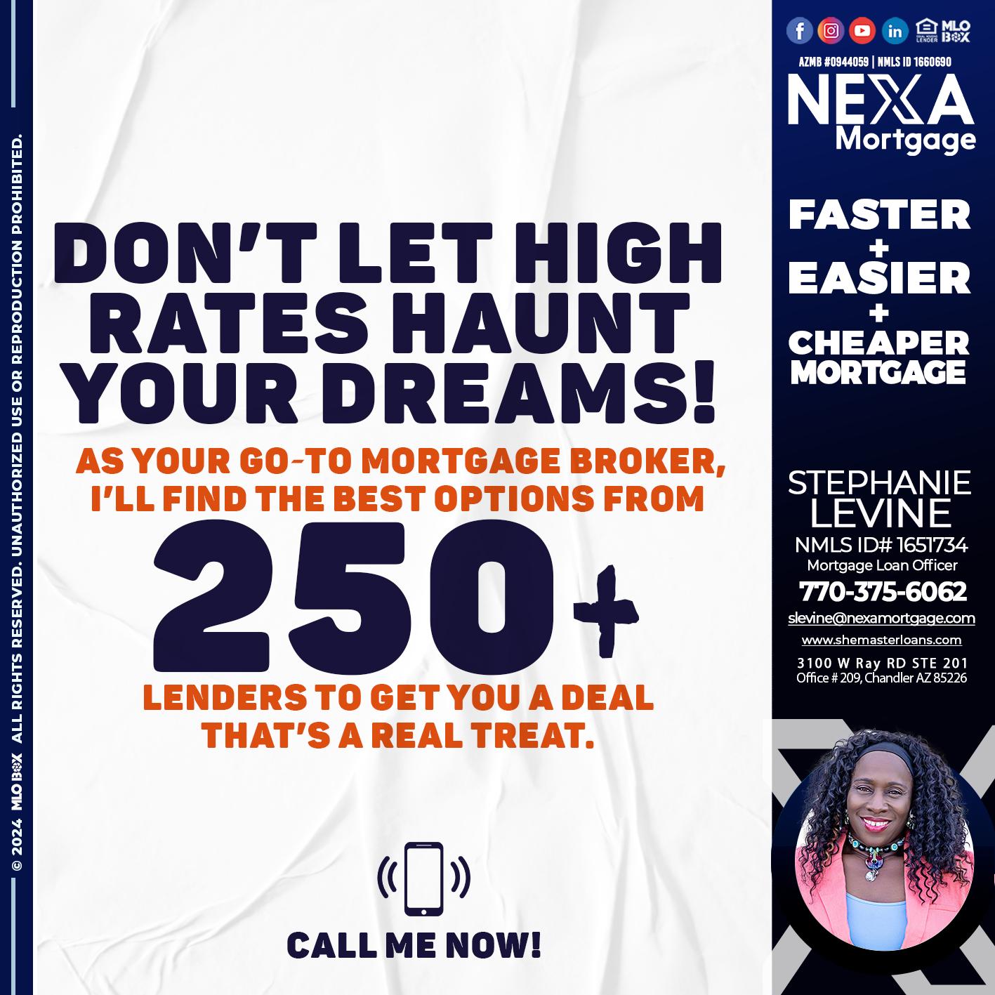 250 + LENDERS - Stephanie Levine -Mortgage Loan Officer