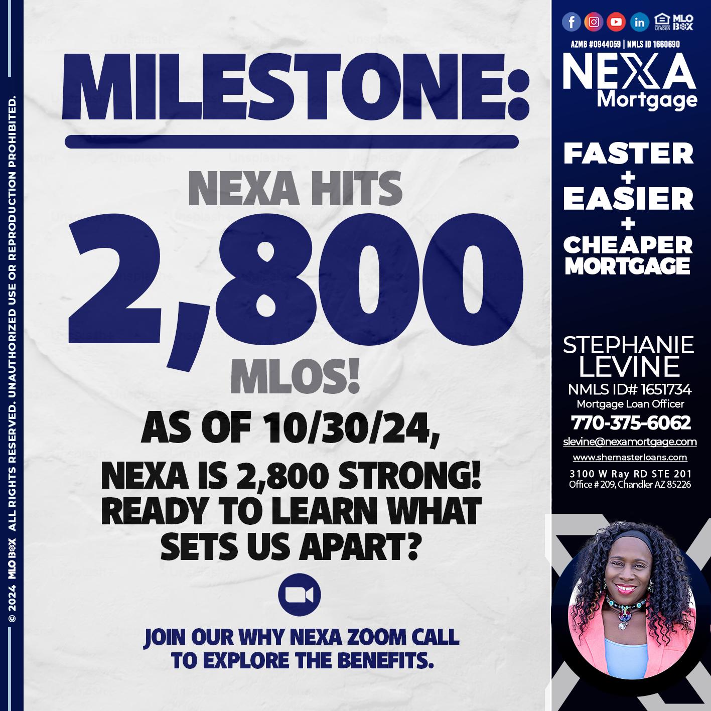 MILESTONE 2,800 - Stephanie Levine -Mortgage Loan Officer