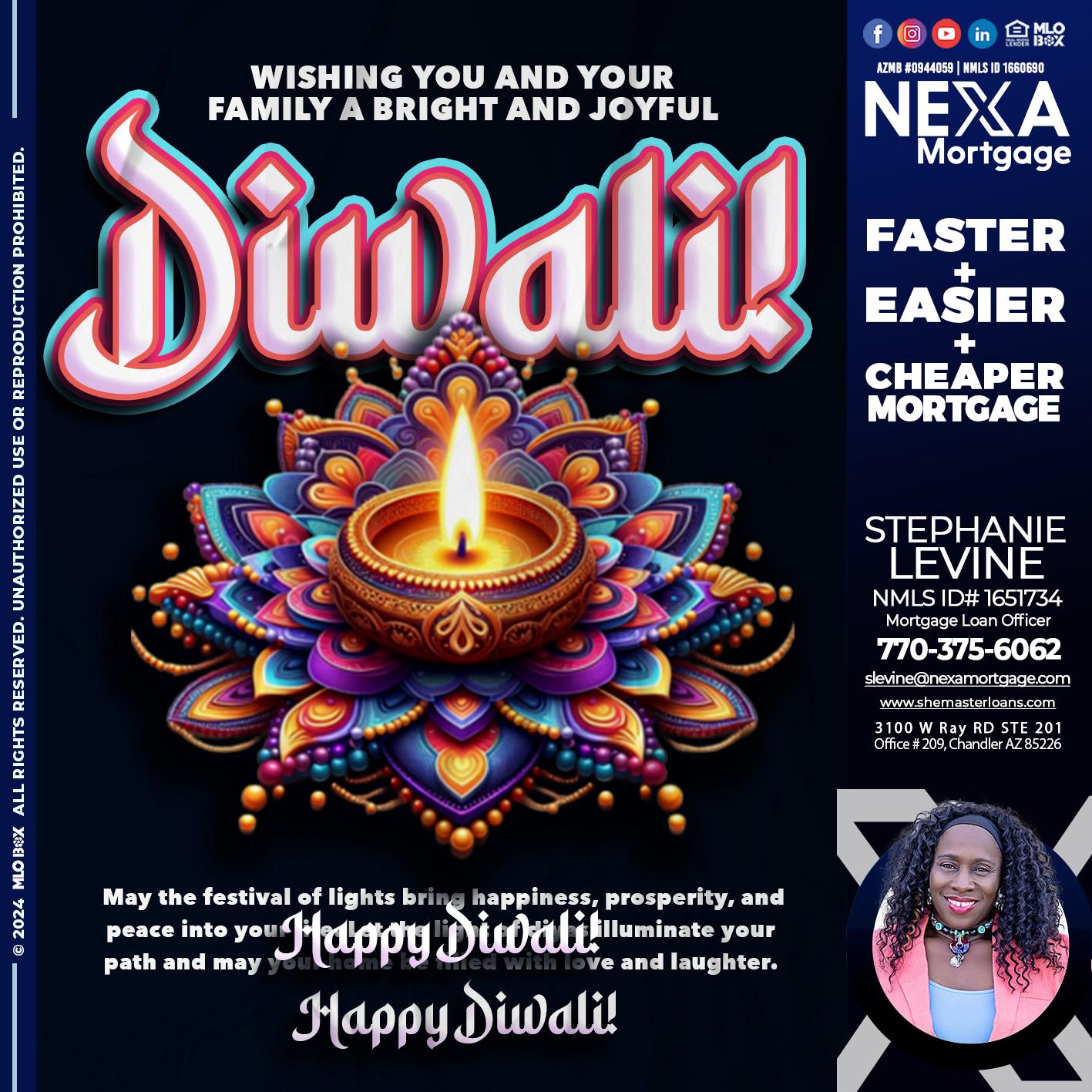 HAPPY DIWALI - Stephanie Levine -Mortgage Loan Officer