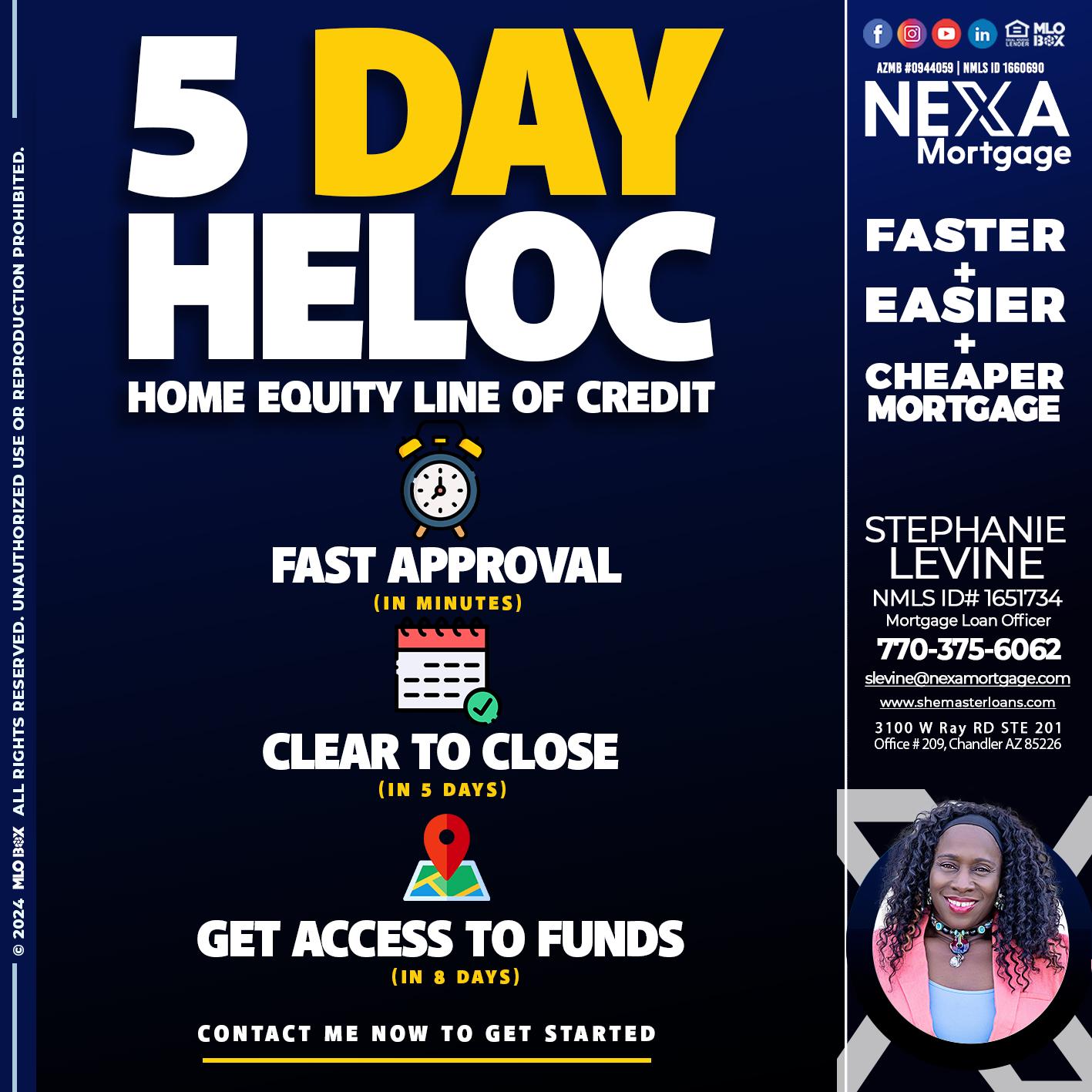 5 DAY HELOC - Stephanie Levine -Mortgage Loan Officer