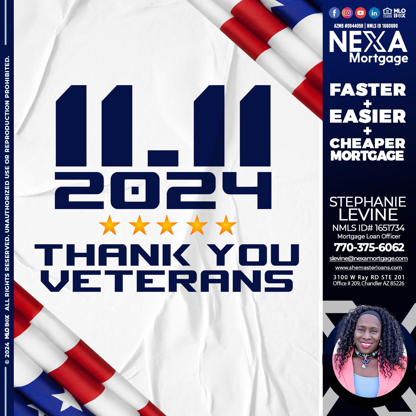 THANK YOU VETERANS - Stephanie Levine -Mortgage Loan Officer