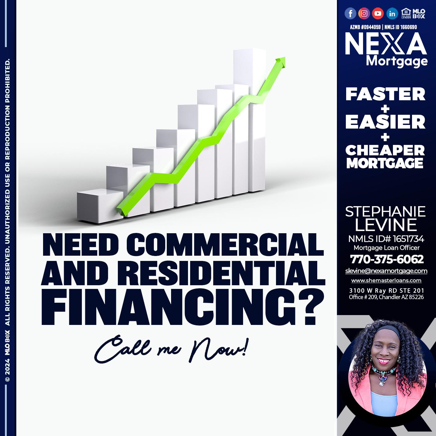 NEED COMERCIAL LOAN? - Stephanie Levine -Mortgage Loan Officer