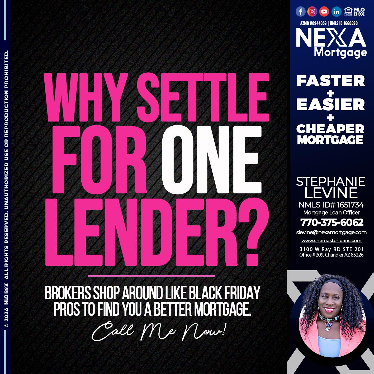 WHY SETTLE - Stephanie Levine -Mortgage Loan Officer