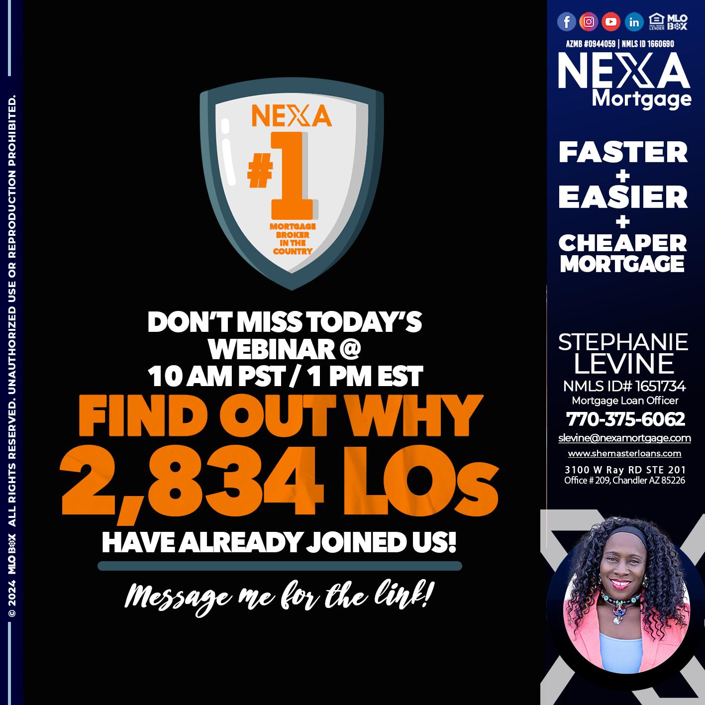 NEXA NO. 1 MORTGAGE BROKER - Stephanie Levine -Mortgage Loan Officer