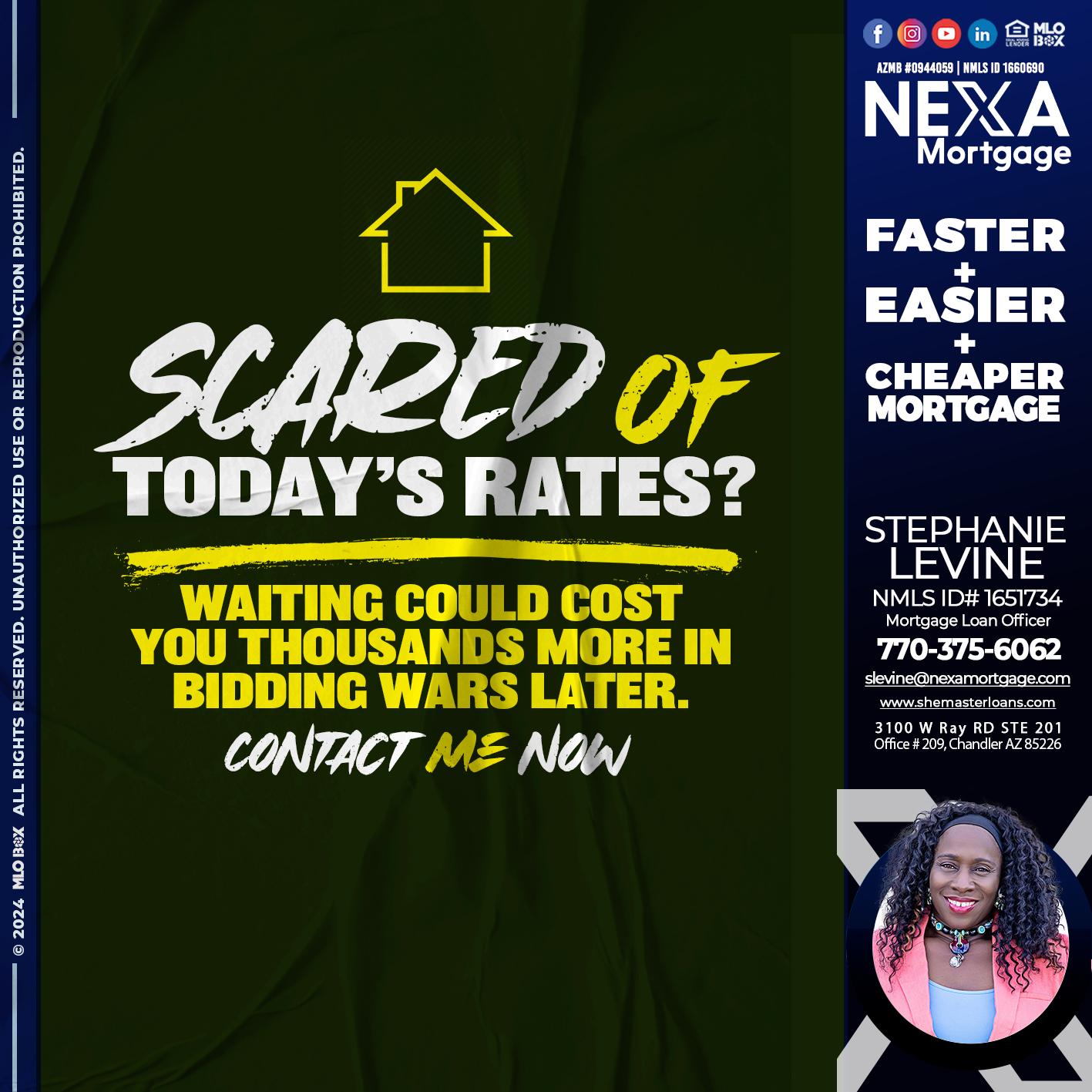 SCARED OF TODAY RATES? - Stephanie Levine -Mortgage Loan Officer