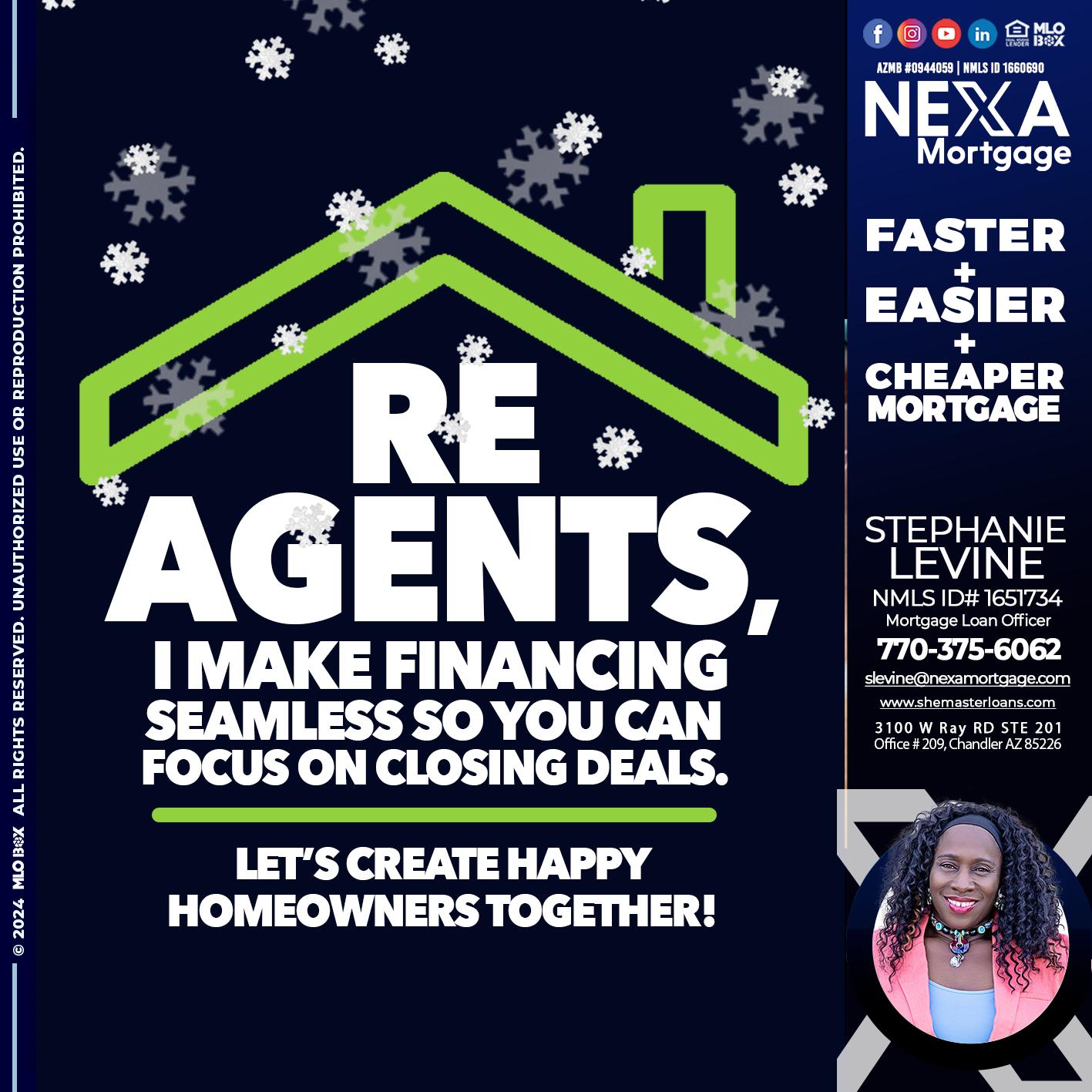 RE AGENTS - Stephanie Levine -Mortgage Loan Officer