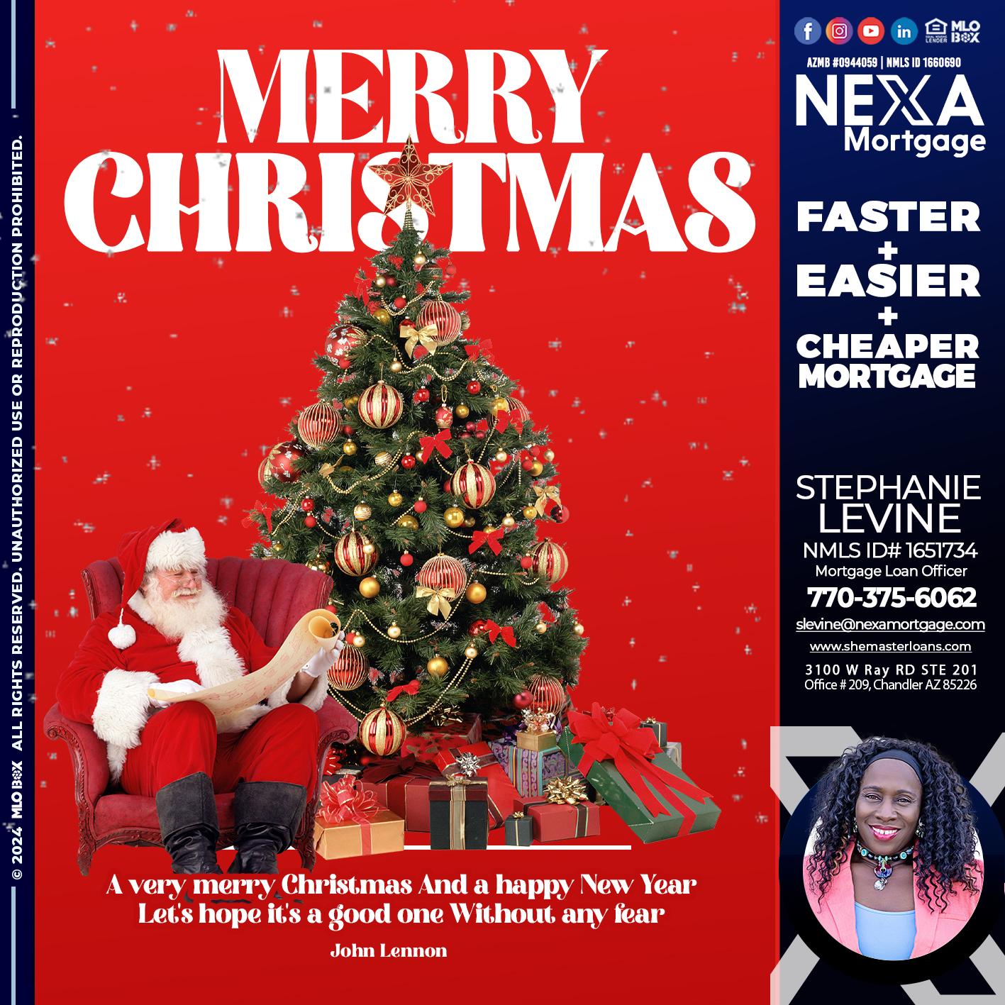 MERRY CHRISTMASS - Stephanie Levine -Mortgage Loan Officer
