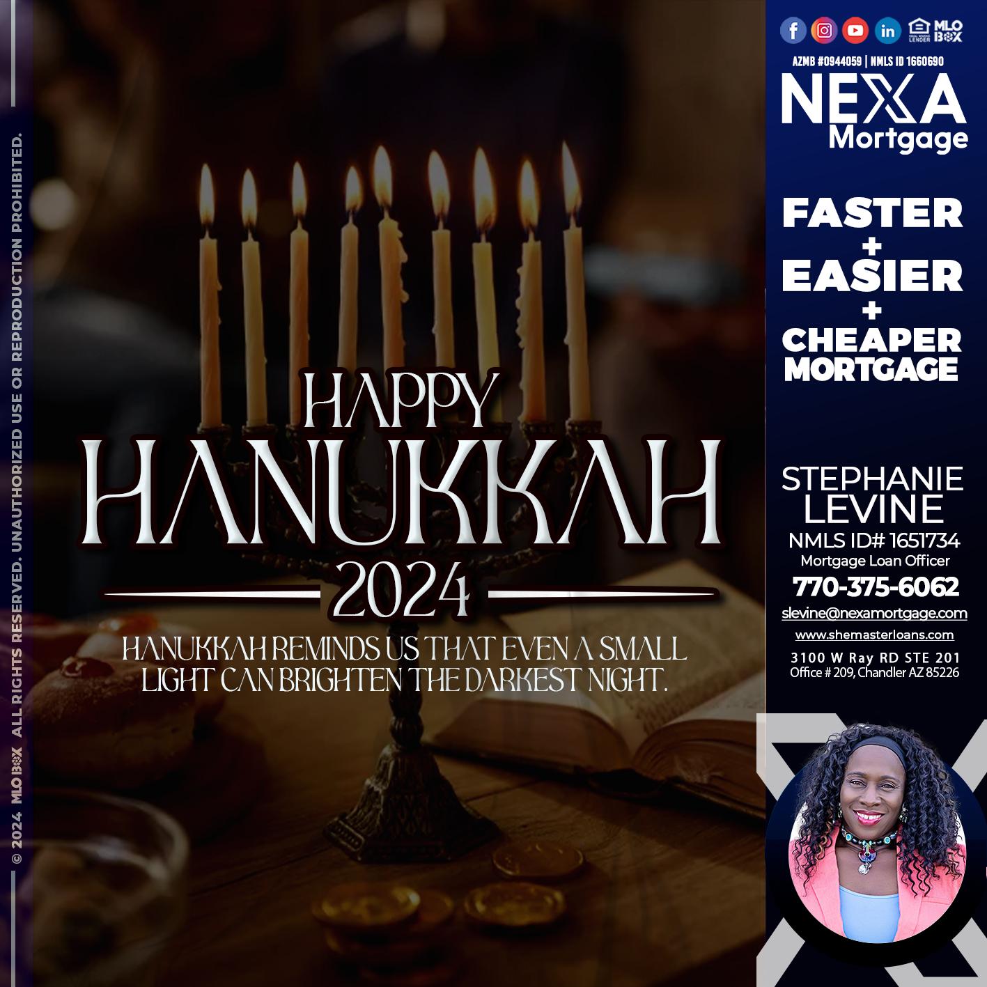 happy hanukkah - Stephanie Levine -Mortgage Loan Officer