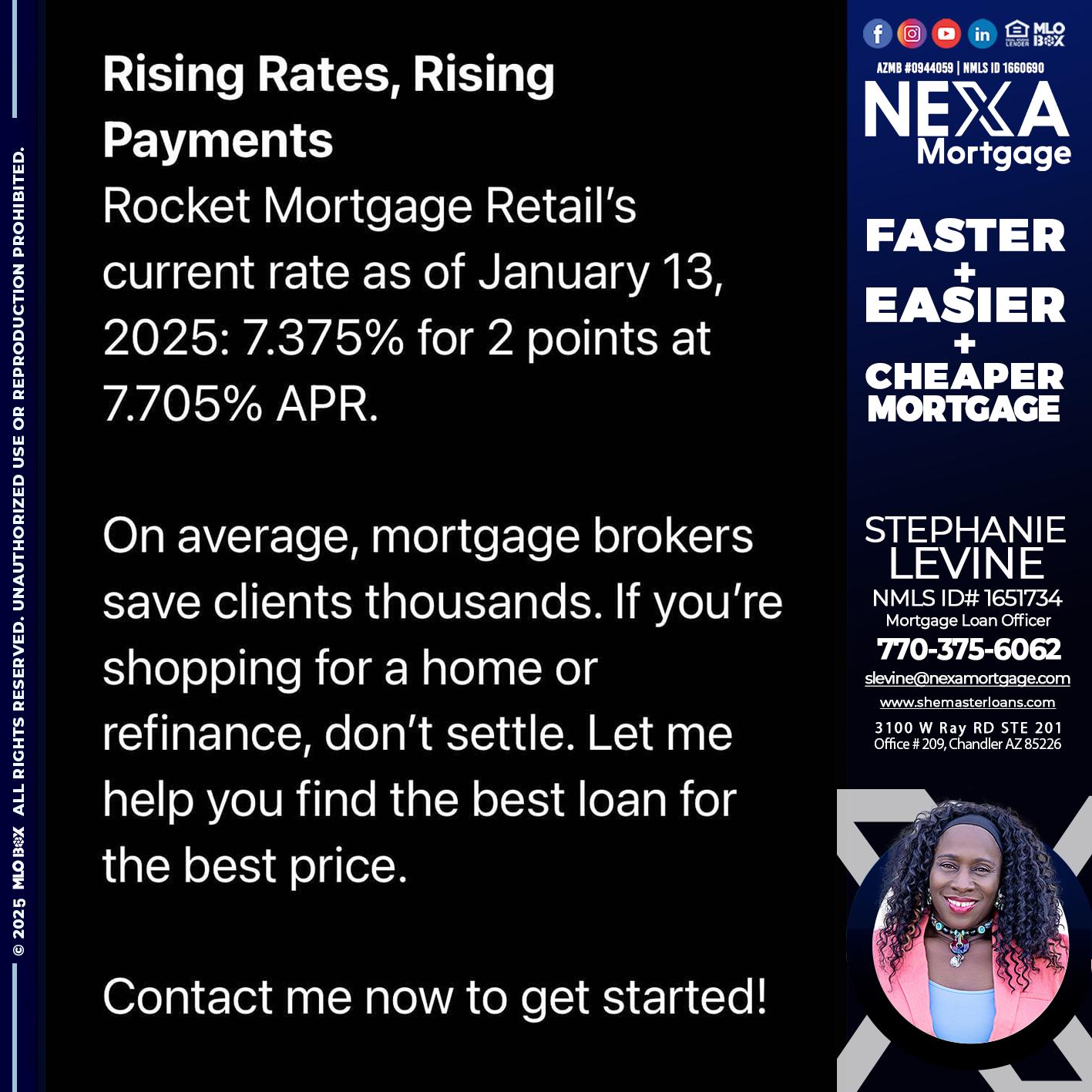 rising rates - Stephanie Levine -Mortgage Loan Officer