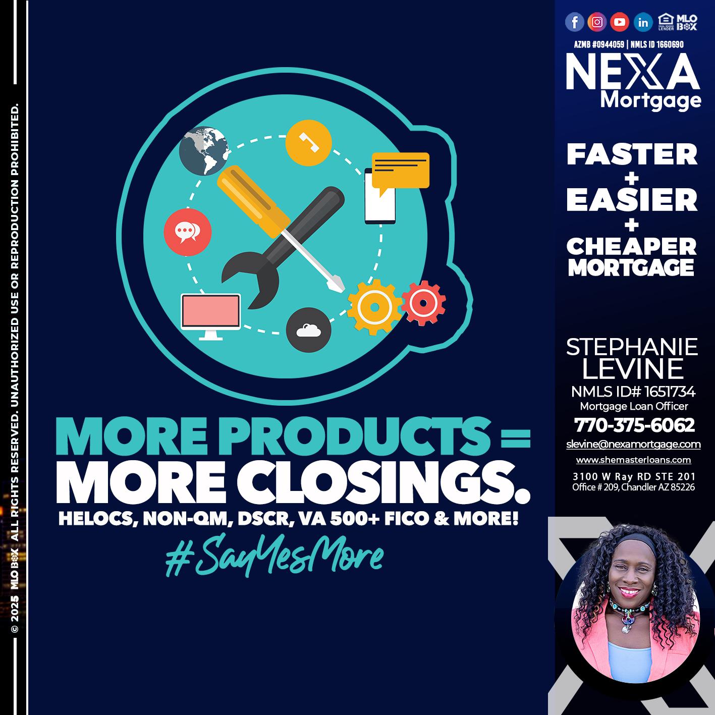 MORE PRODUCTS - Stephanie Levine -Mortgage Loan Officer