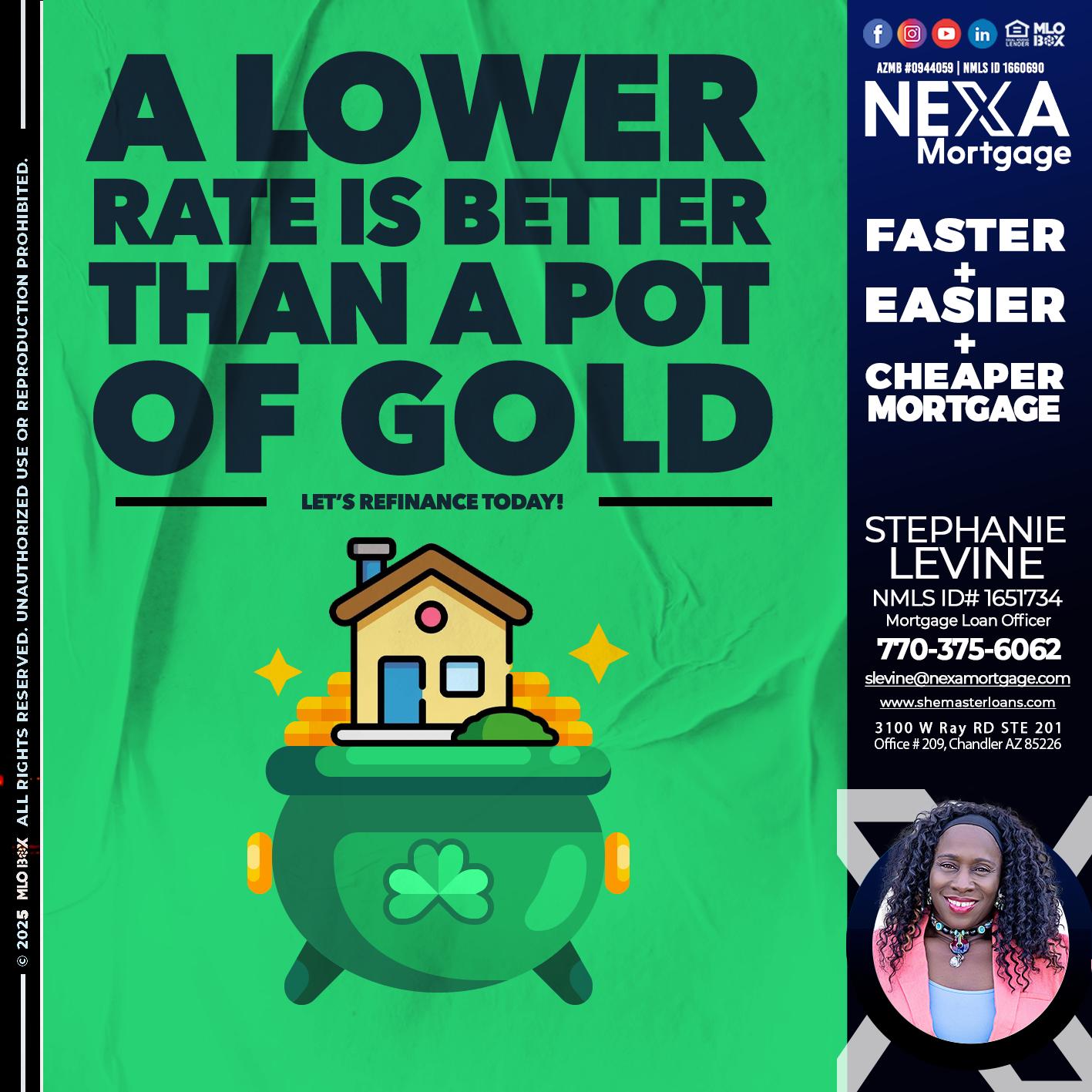 A LOWER RATE - Stephanie Levine -Mortgage Loan Officer