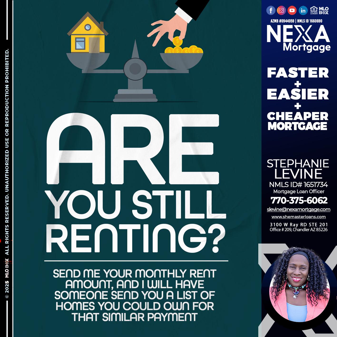 ARE YOU STILL RENTING? - Stephanie Levine -Mortgage Loan Officer