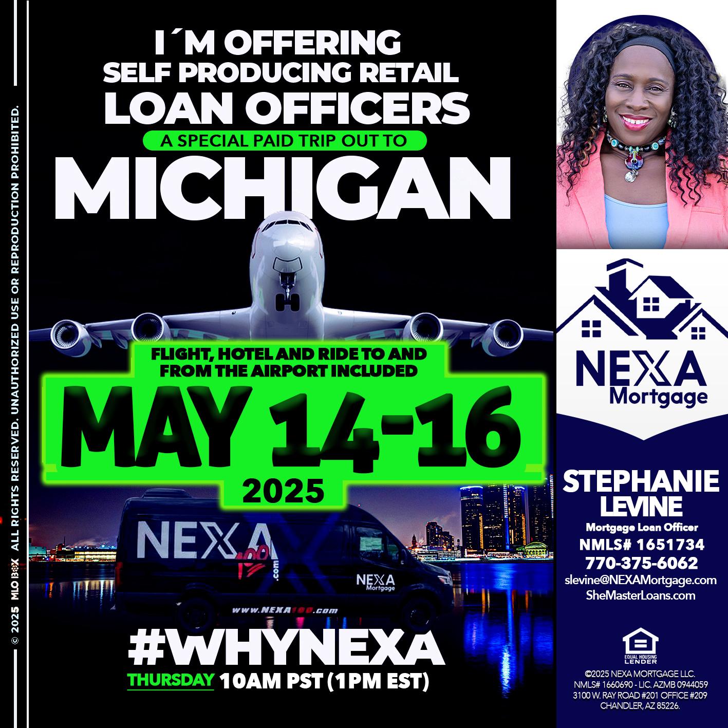 MAY 14-16 MICHIGAN TRIP - Stephanie Levine -Mortgage Loan Officer