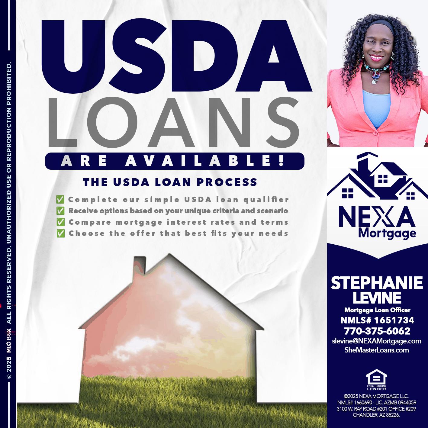 USDA LOANS - Stephanie Levine -Mortgage Loan Officer