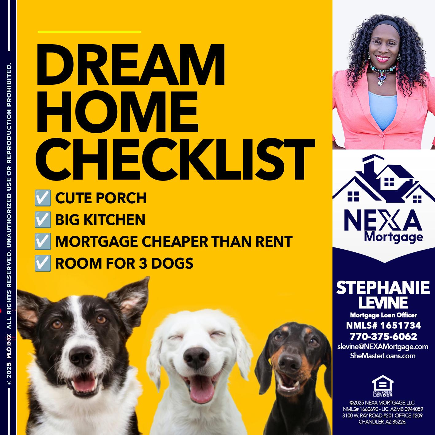 DREAM HOME CHEK LIST - Stephanie Levine -Mortgage Loan Officer