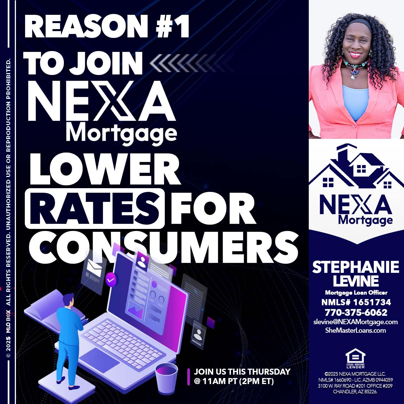 REASON 1 - Stephanie Levine -Mortgage Loan Officer