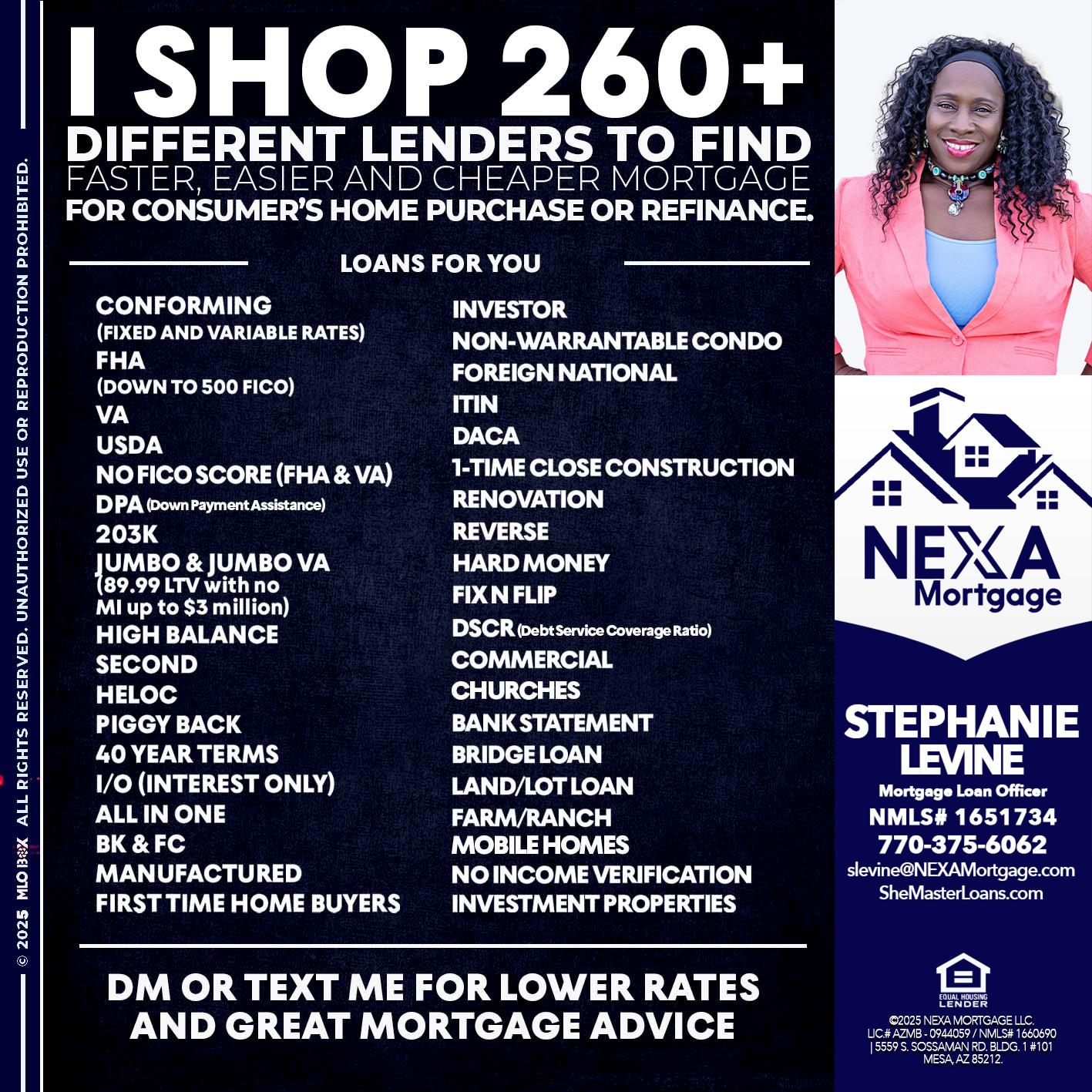 I SHOP +260 - Stephanie Levine -Mortgage Loan Officer