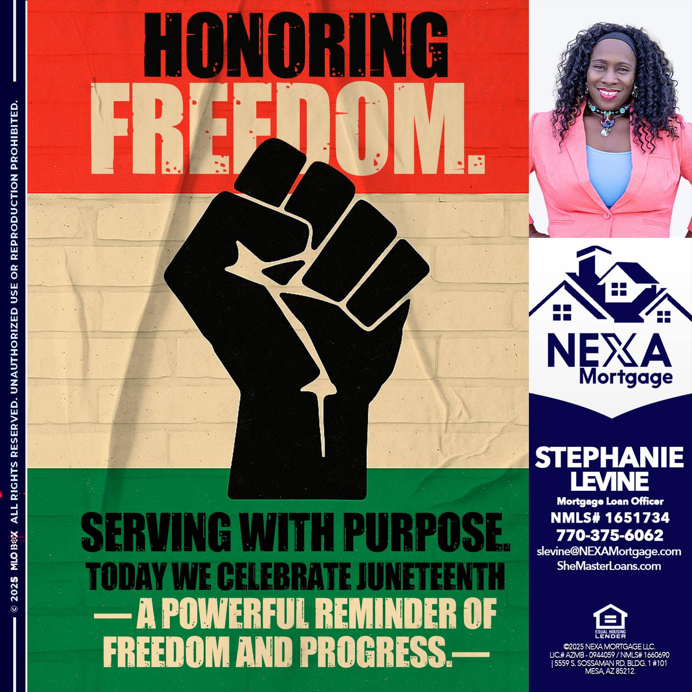 HONORING FREEDOM - Stephanie Levine -Mortgage Loan Officer