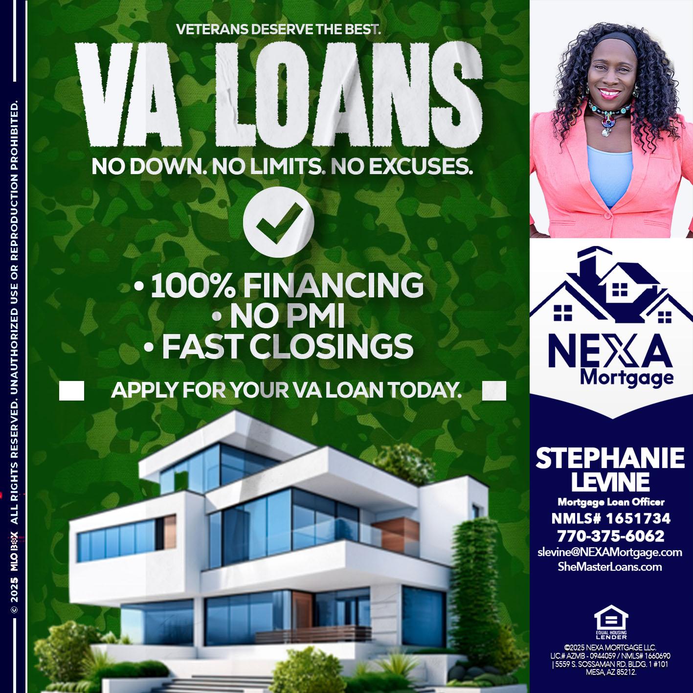 VA LOANS - Stephanie Levine -Mortgage Loan Officer