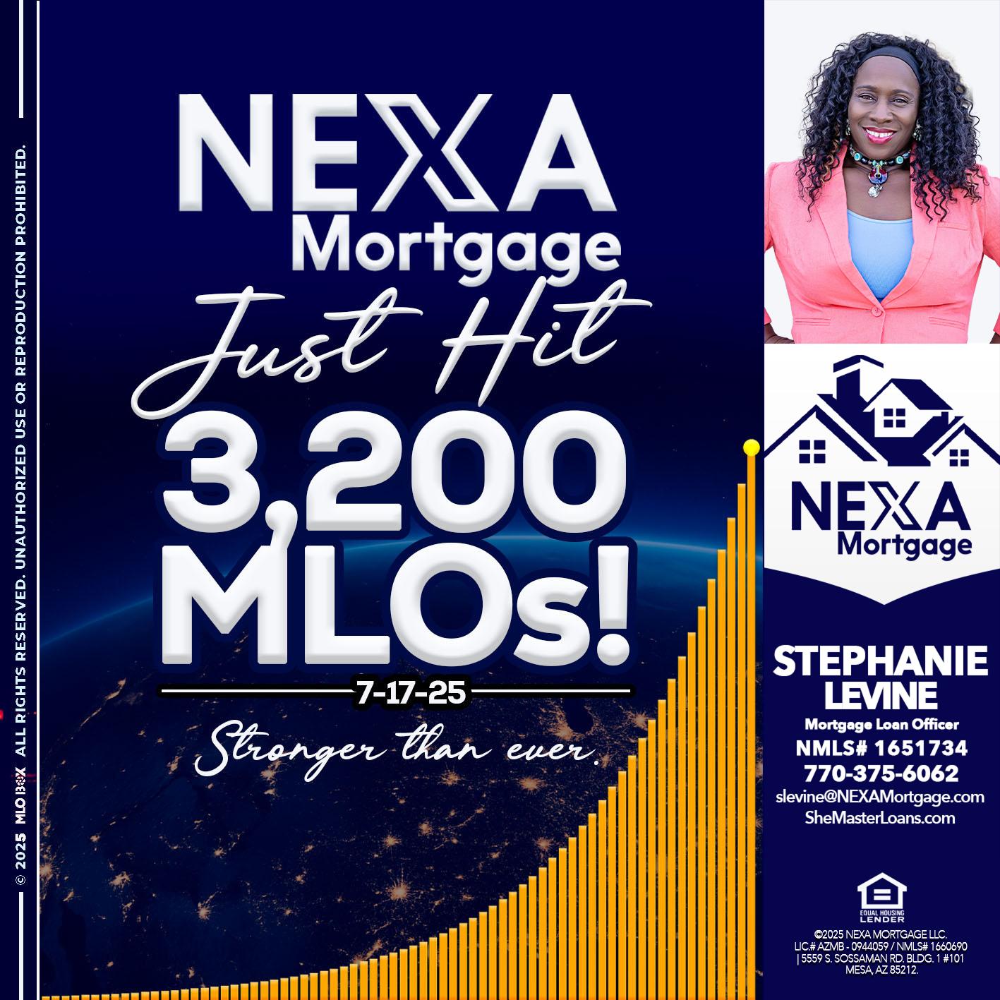 JUST HIT 3,200 MLOs - Stephanie Levine -Mortgage Loan Officer