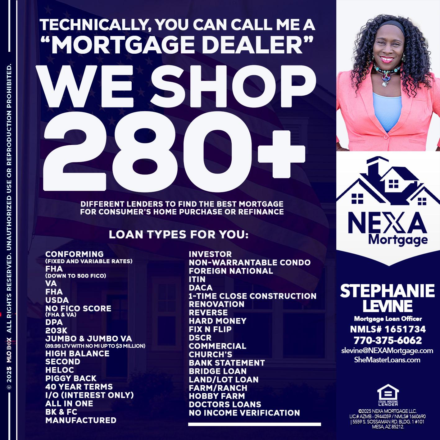 WE SHOP 280 + - Stephanie Levine -Mortgage Loan Officer
