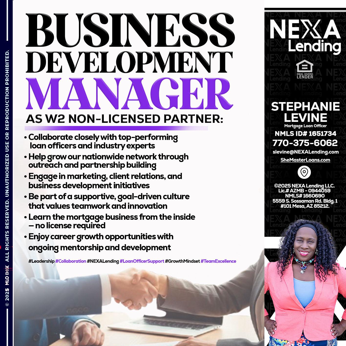 business development - Stephanie Levine -Mortgage Loan Officer