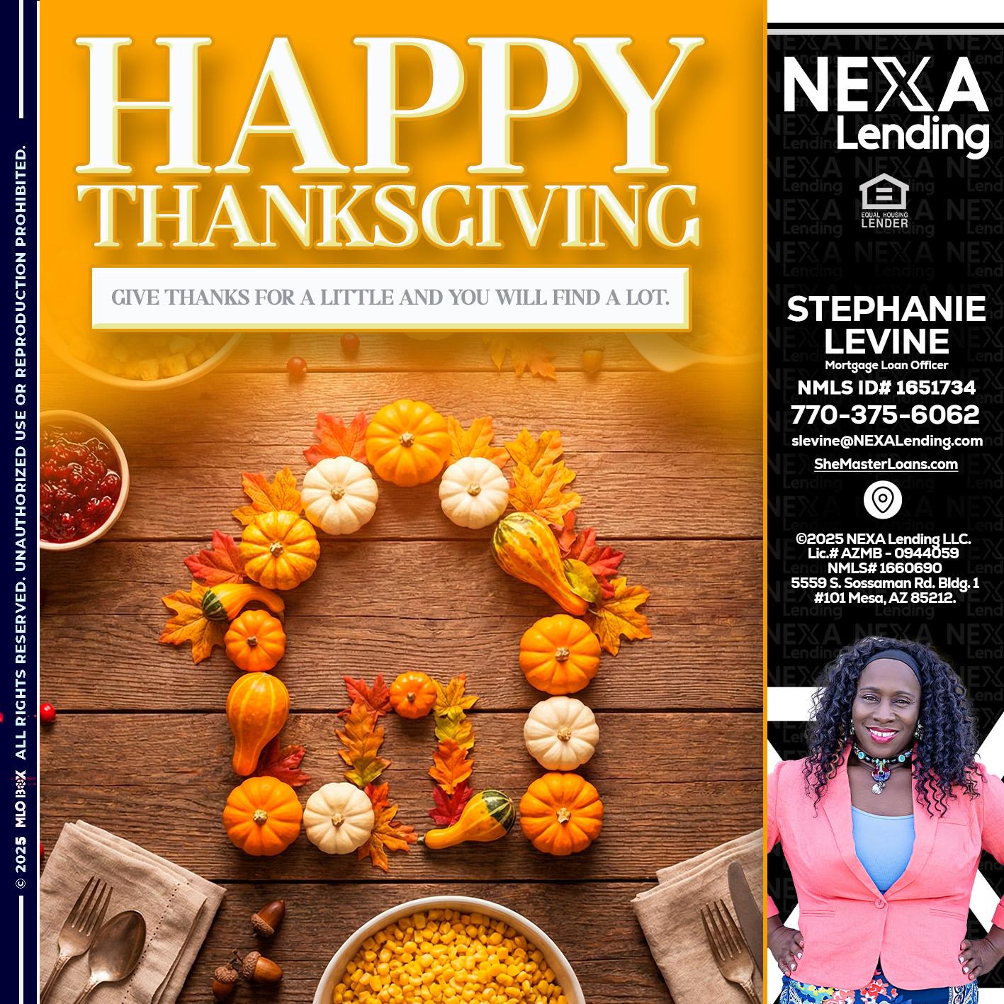 HAPPY THANKSGIVING - Stephanie Levine -Mortgage Loan Officer