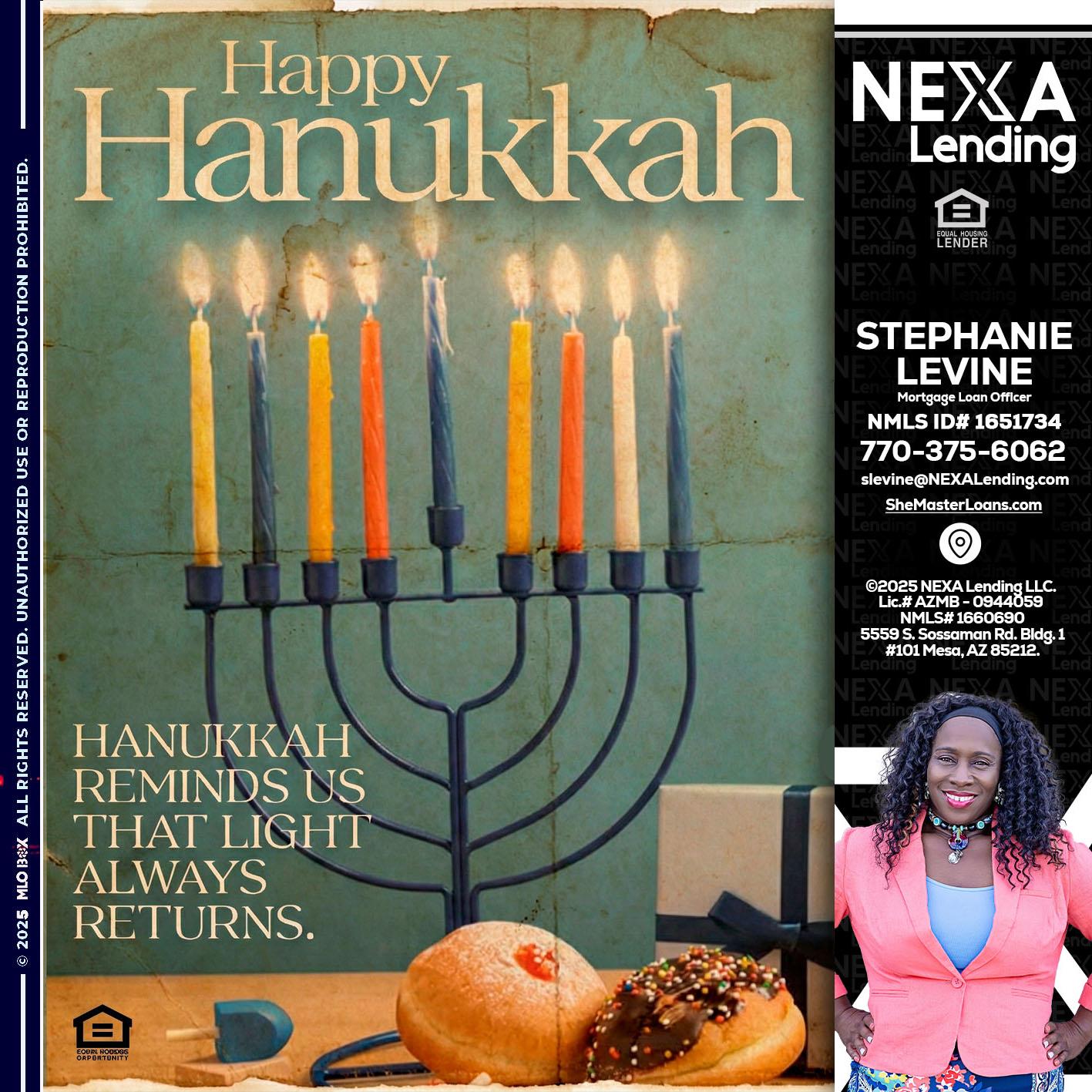 HAPPY HANUKKAH - Stephanie Levine -Mortgage Loan Officer