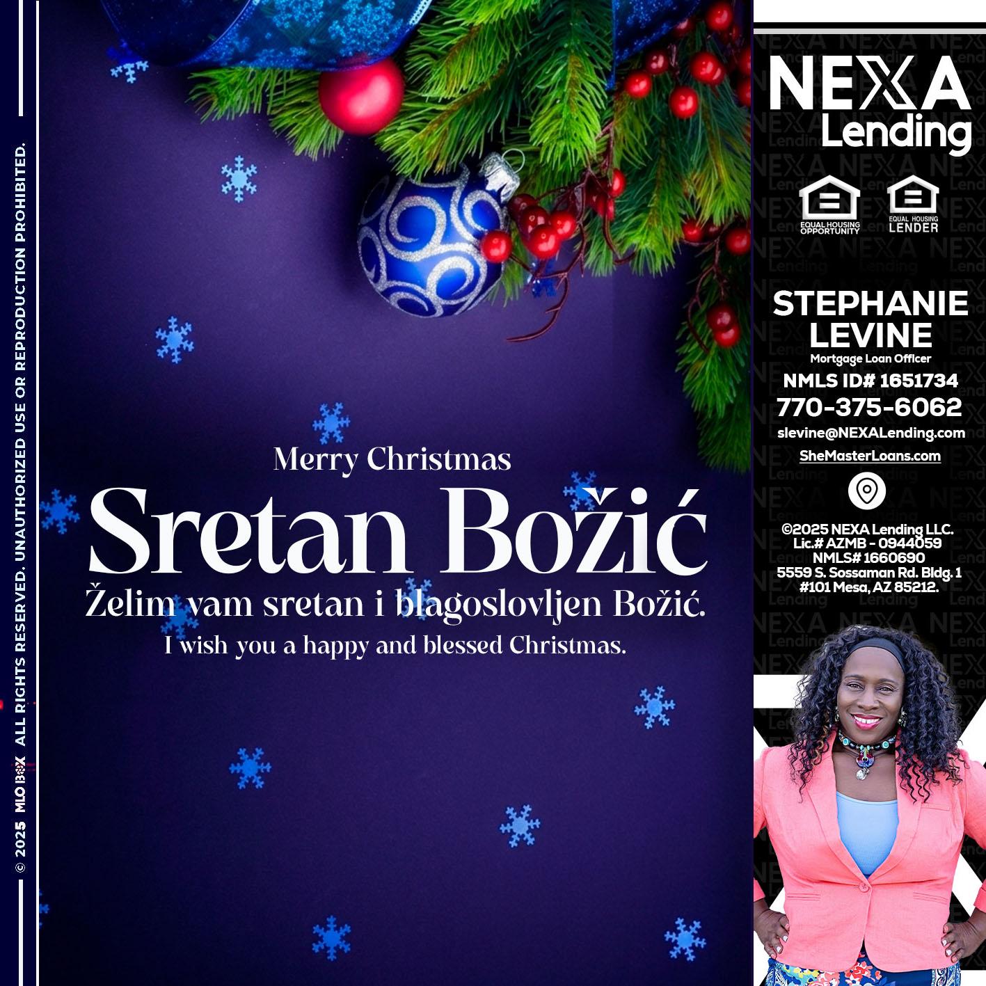 Sretan Božić - Stephanie Levine -Mortgage Loan Officer