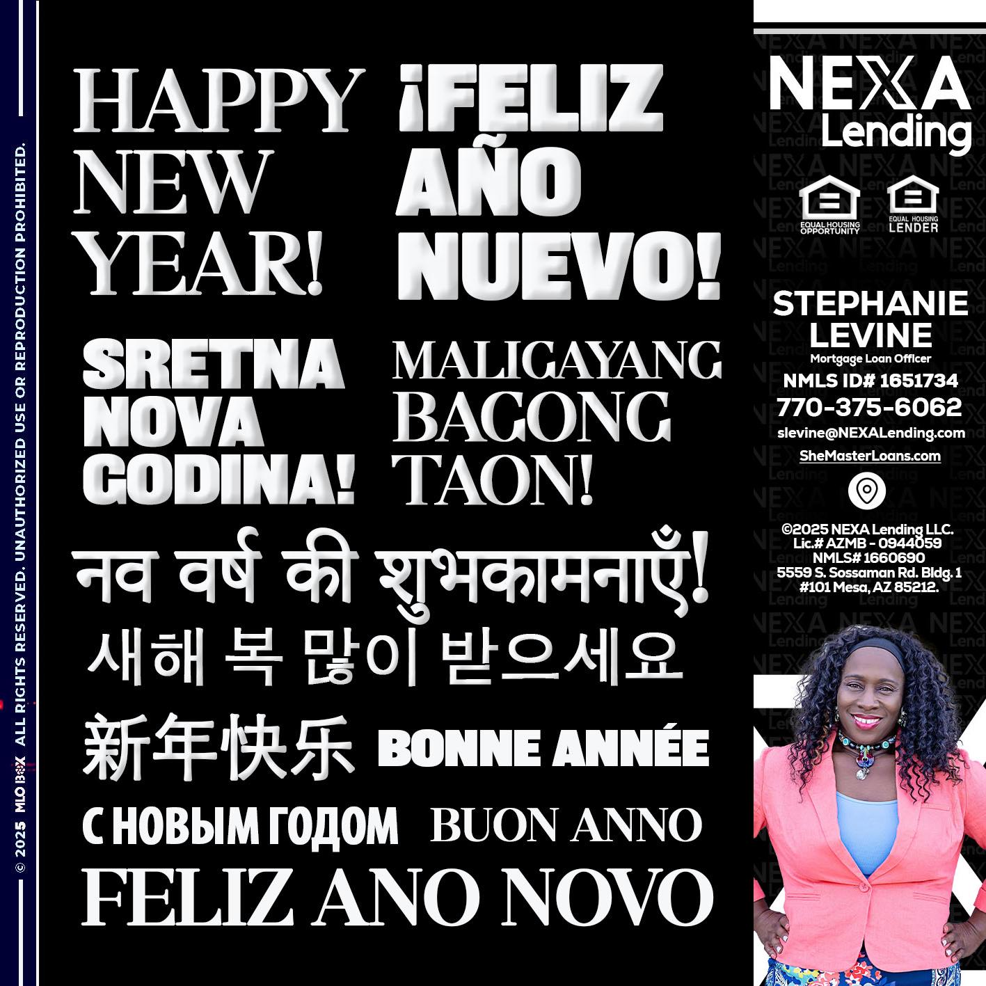 HAPPY NEW YEAR - Stephanie Levine -Mortgage Loan Officer