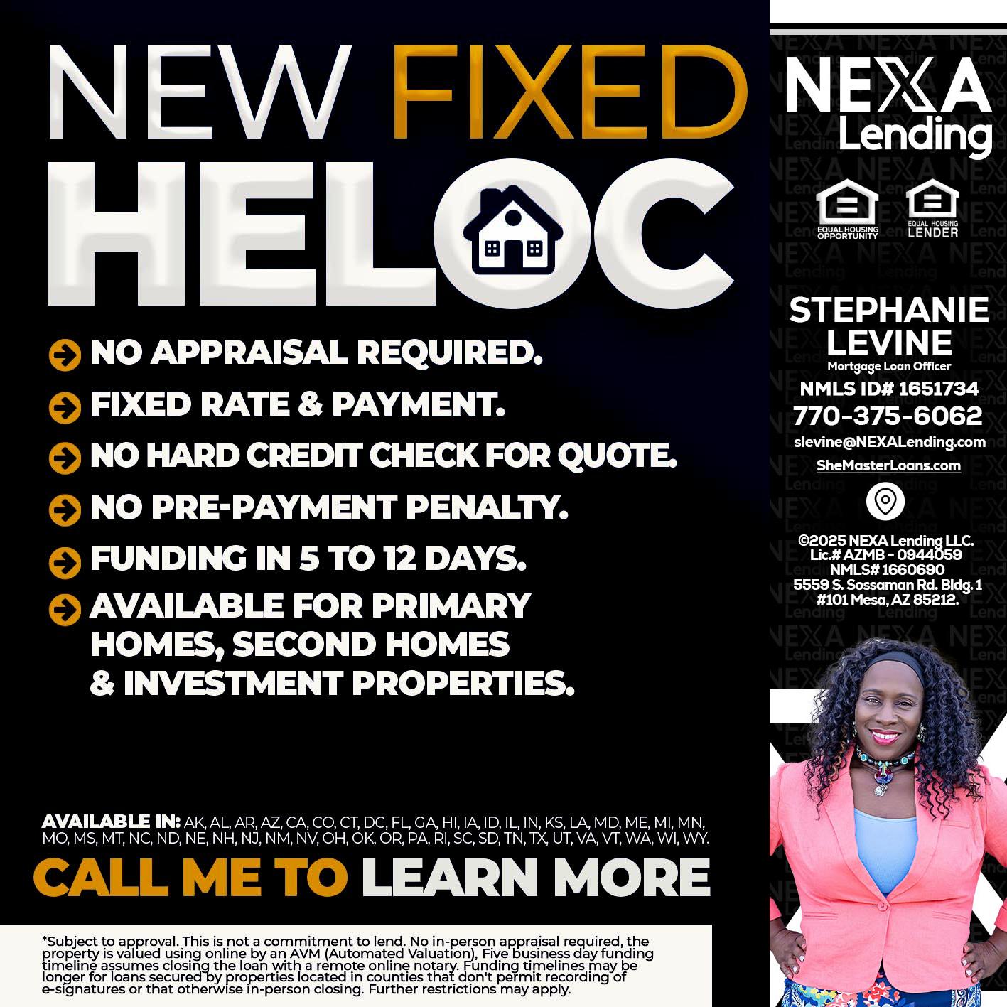 HELOC - Stephanie Levine -Mortgage Loan Officer
