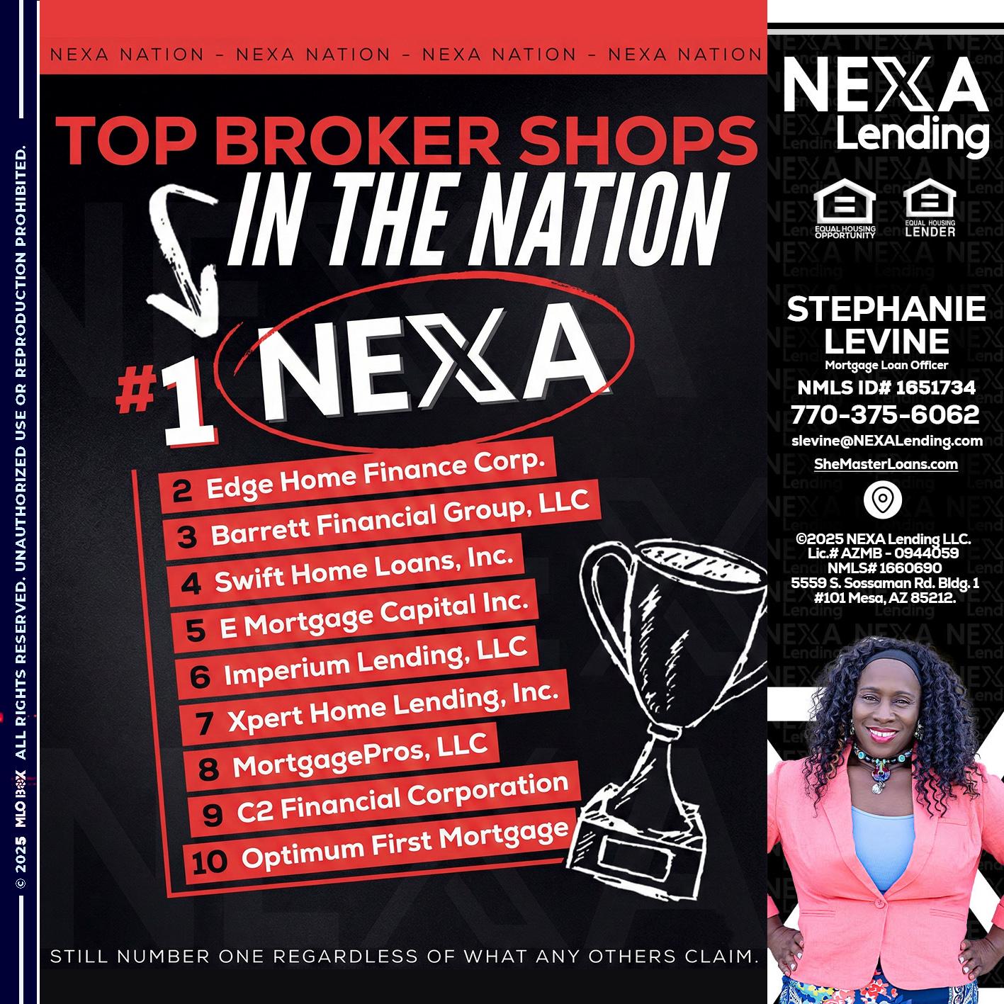 top broker - Stephanie Levine -Mortgage Loan Officer