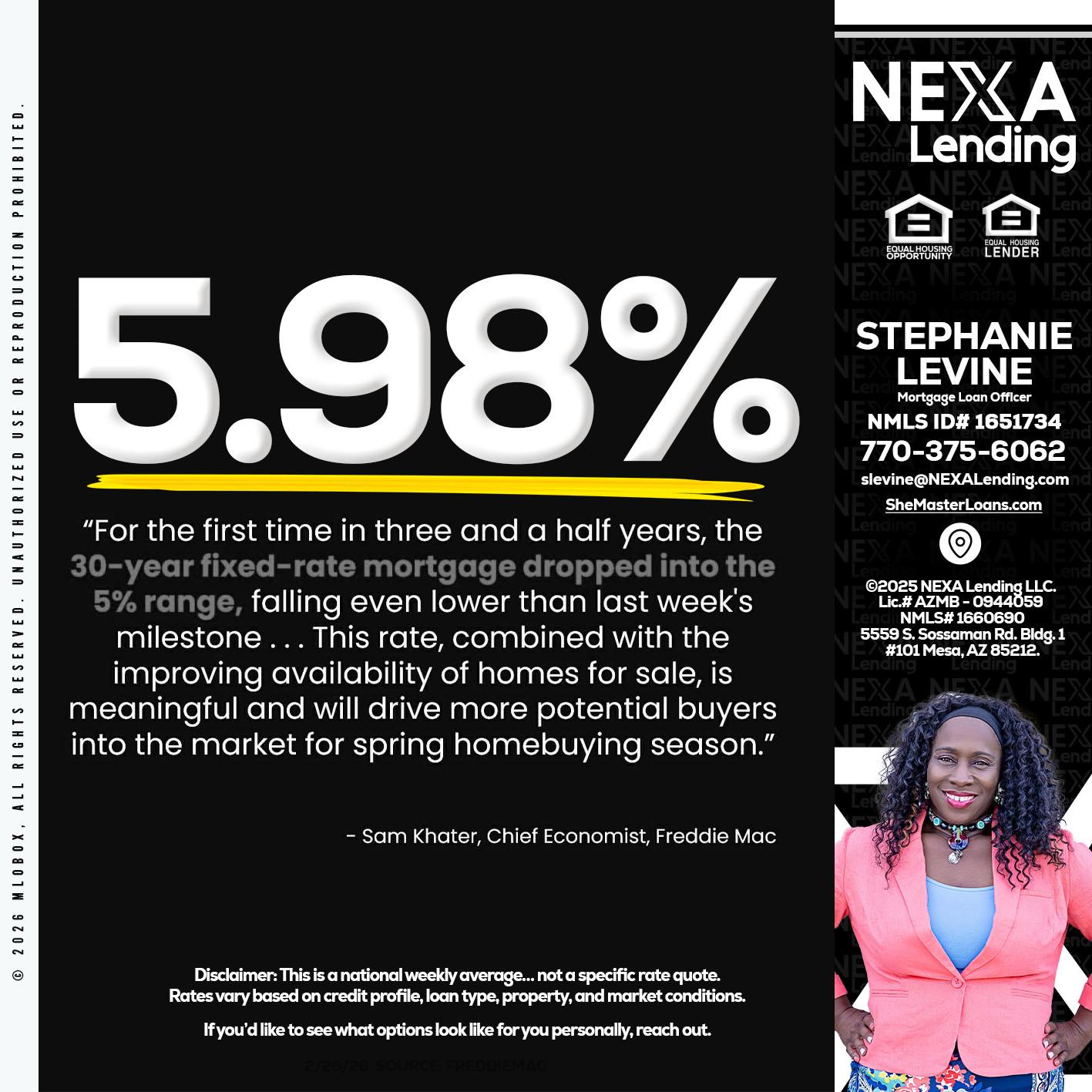 5.98% - Stephanie Levine -Mortgage Loan Officer