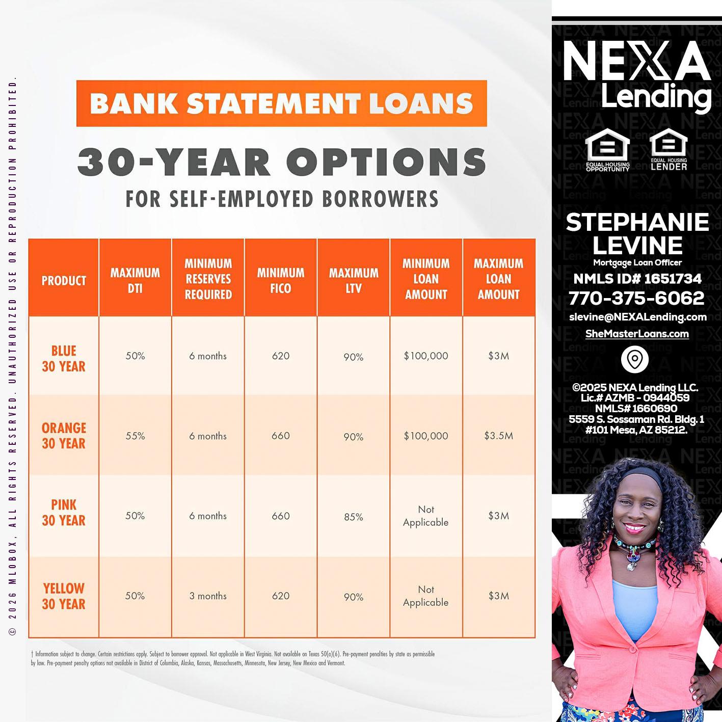 30 YEARS OPTIONS - Stephanie Levine -Mortgage Loan Officer