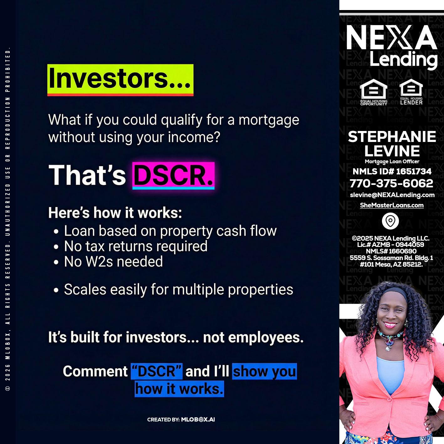 INVESTORS - Stephanie Levine -Mortgage Loan Officer