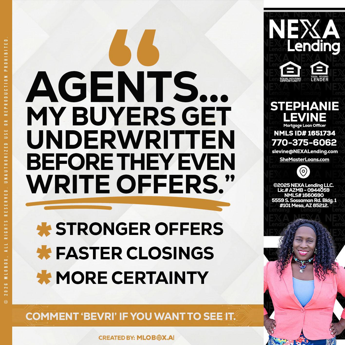 agents - Stephanie Levine -Mortgage Loan Officer