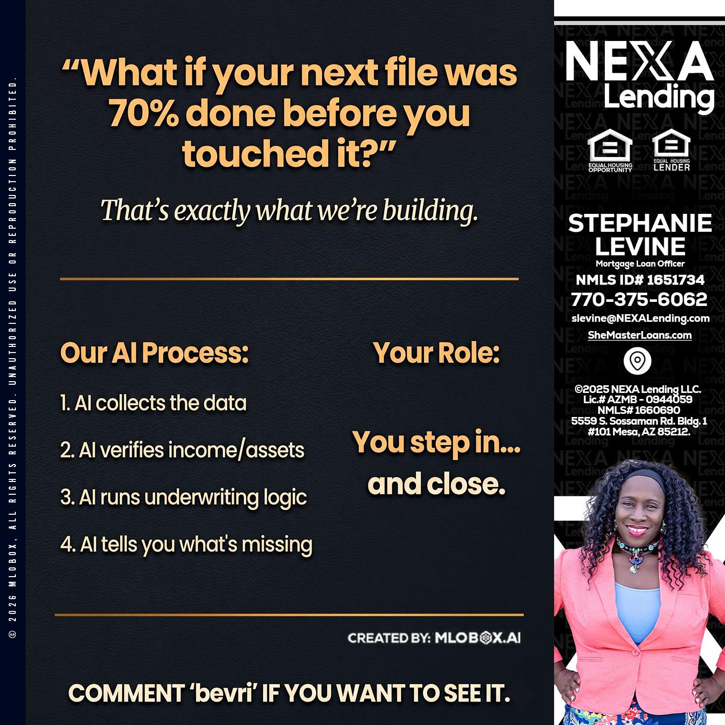 WHAT IF YOUR - Stephanie Levine -Mortgage Loan Officer