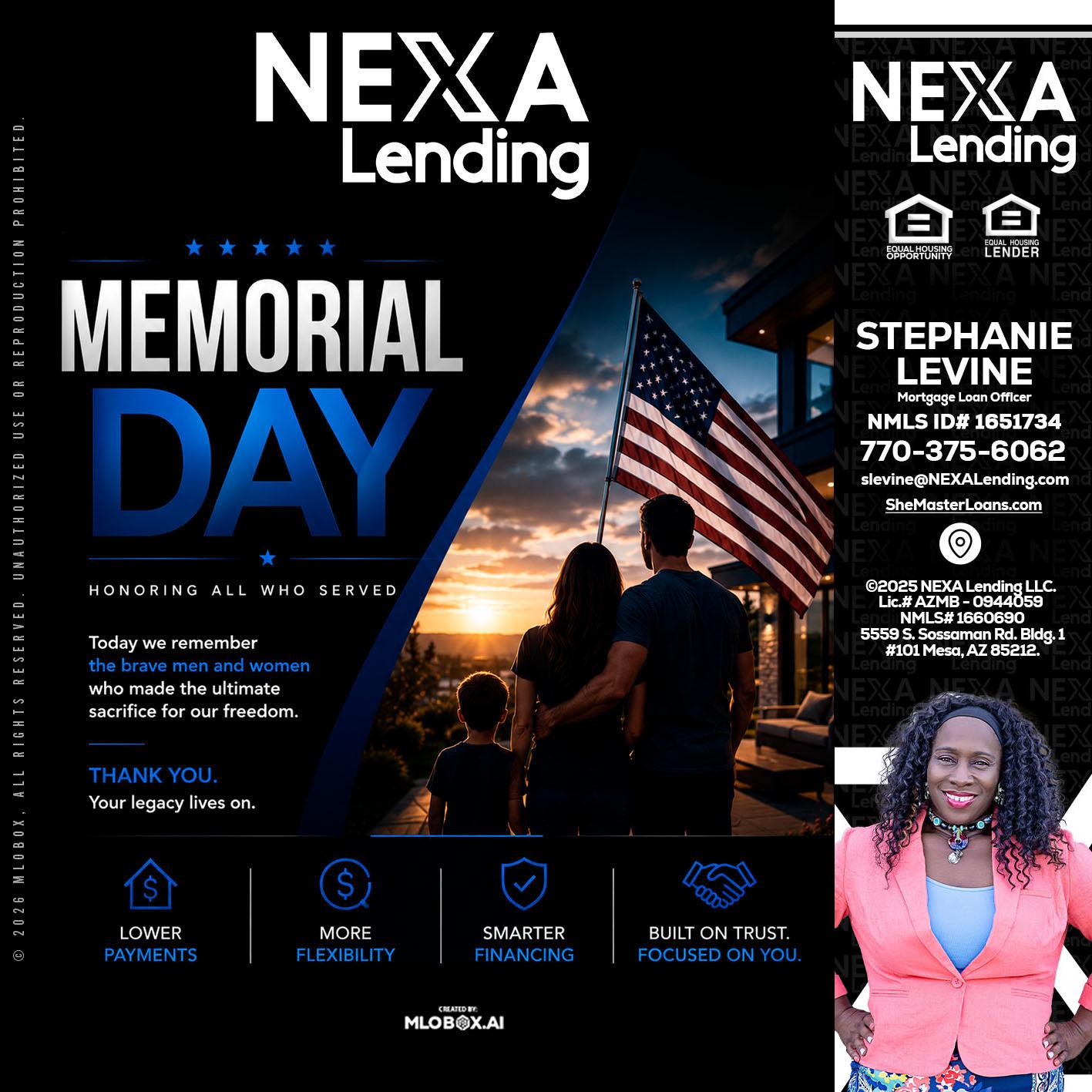 MEMORIAL DAY - Stephanie Levine -Mortgage Loan Officer