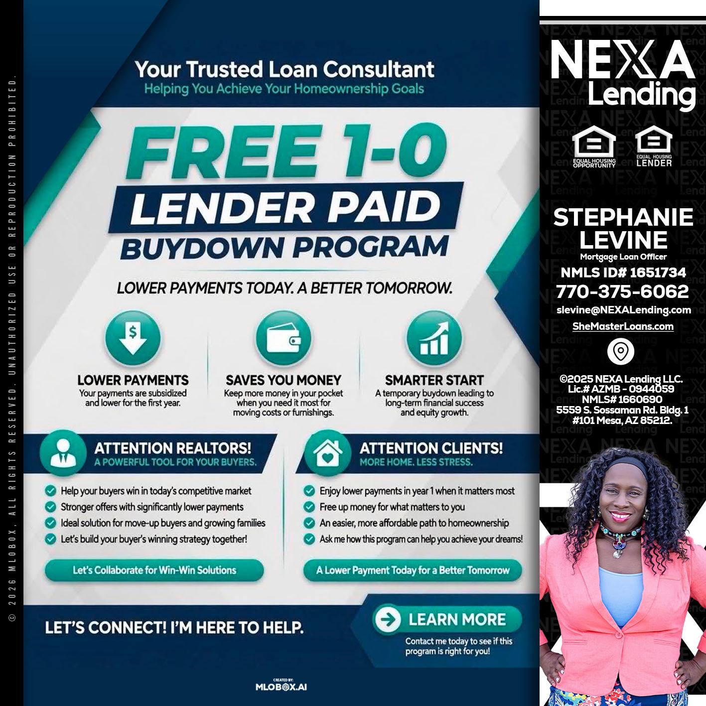 FREE 1-0 - Stephanie Levine -Mortgage Loan Officer